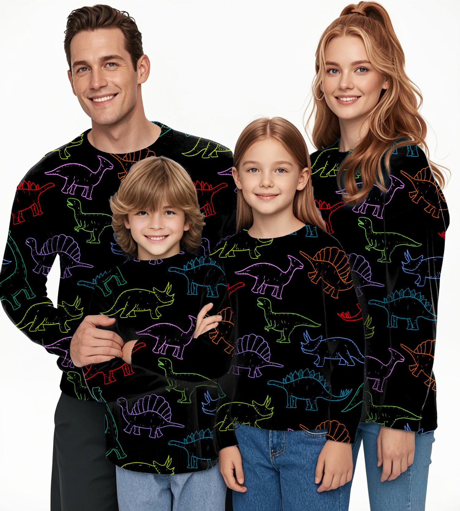 Electric Dinos Crewneck Pullover Ugly Sweater Men Women boy girl family