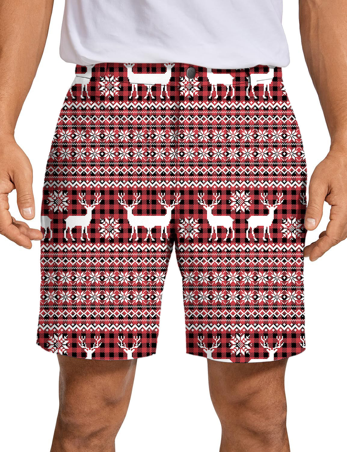 Men's Red Elk deer Christmas Golf Shorts