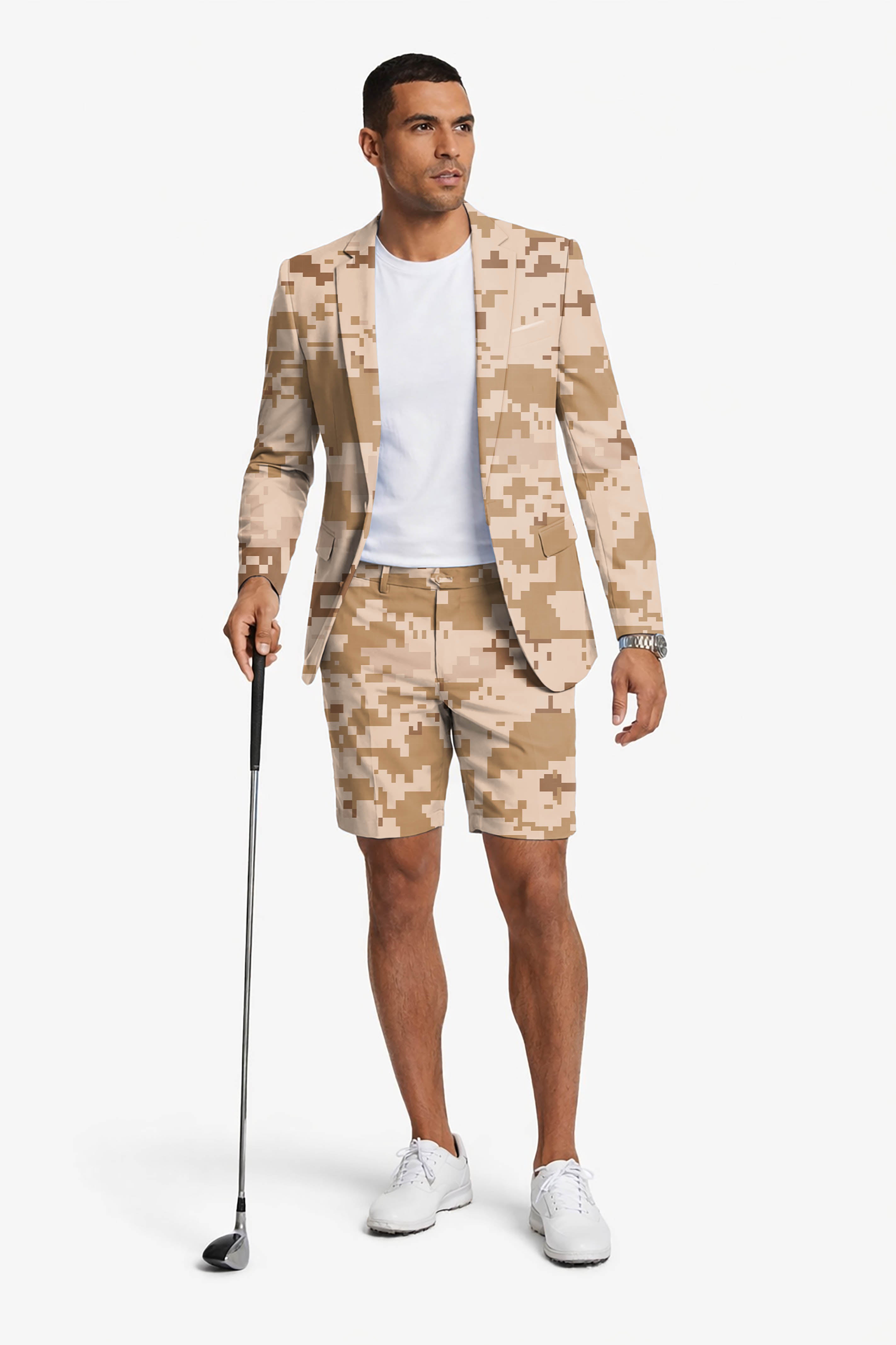 Desert Camo Men's Party Costumes-Theme Party 2pcs Suit set-Blazer Shorts
