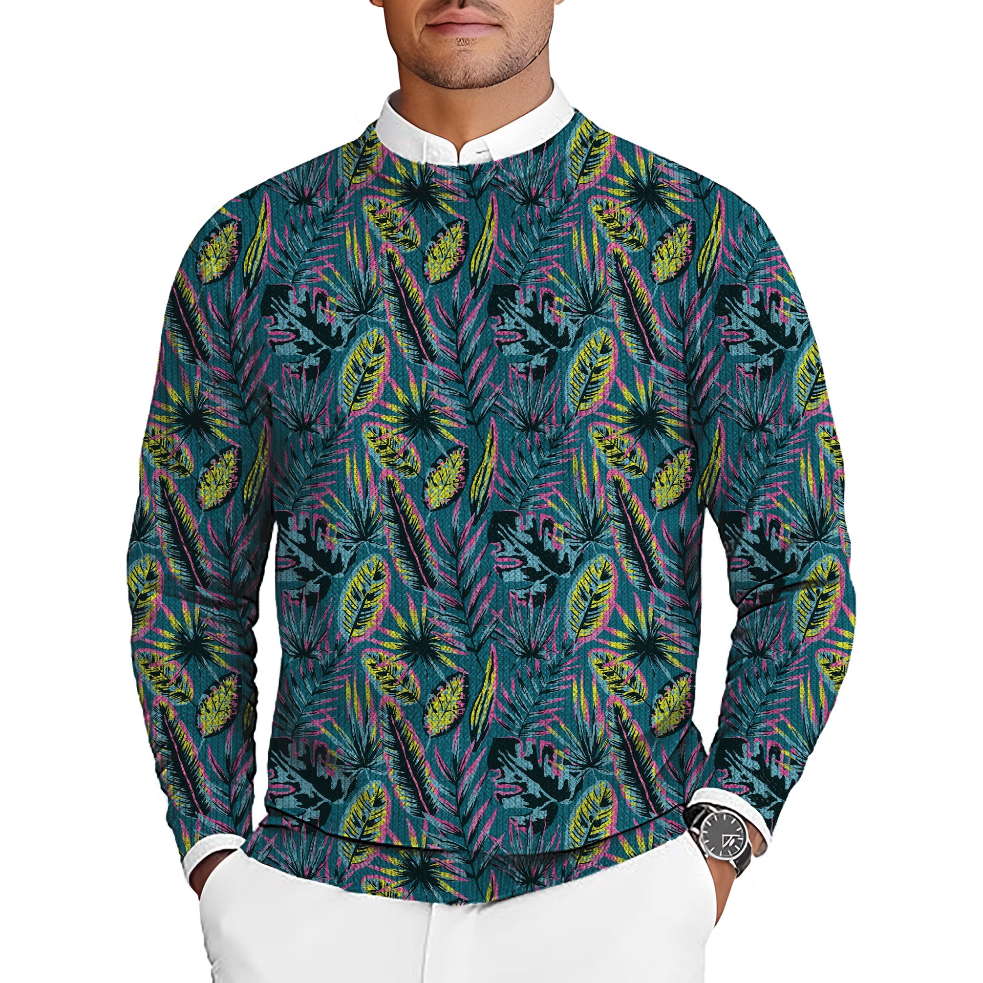 Modern Tropics Men's Golf Crewneck Pullover Sweaters Ugly Sweater