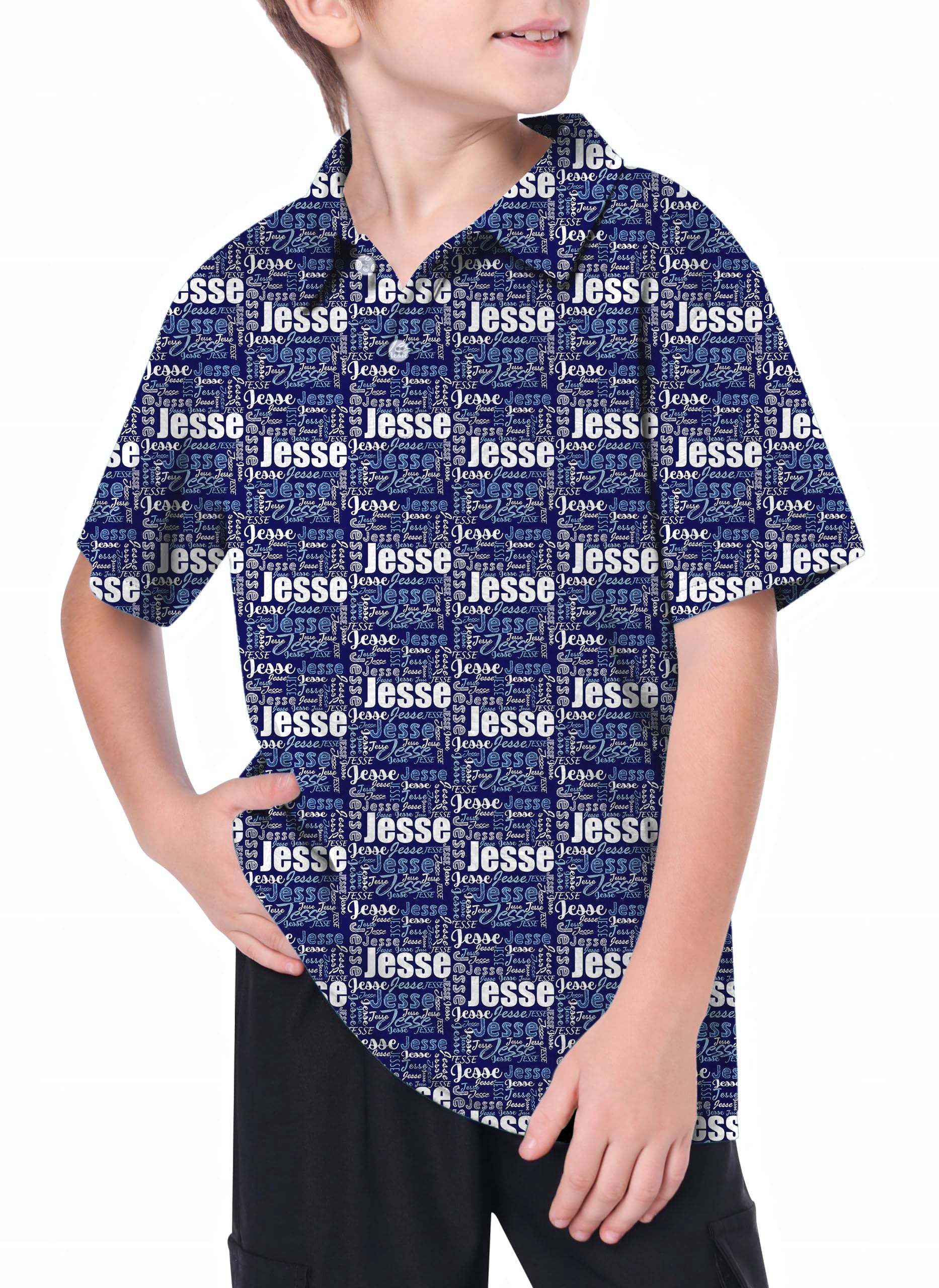 Youth Custom name navy blue Golf Polo