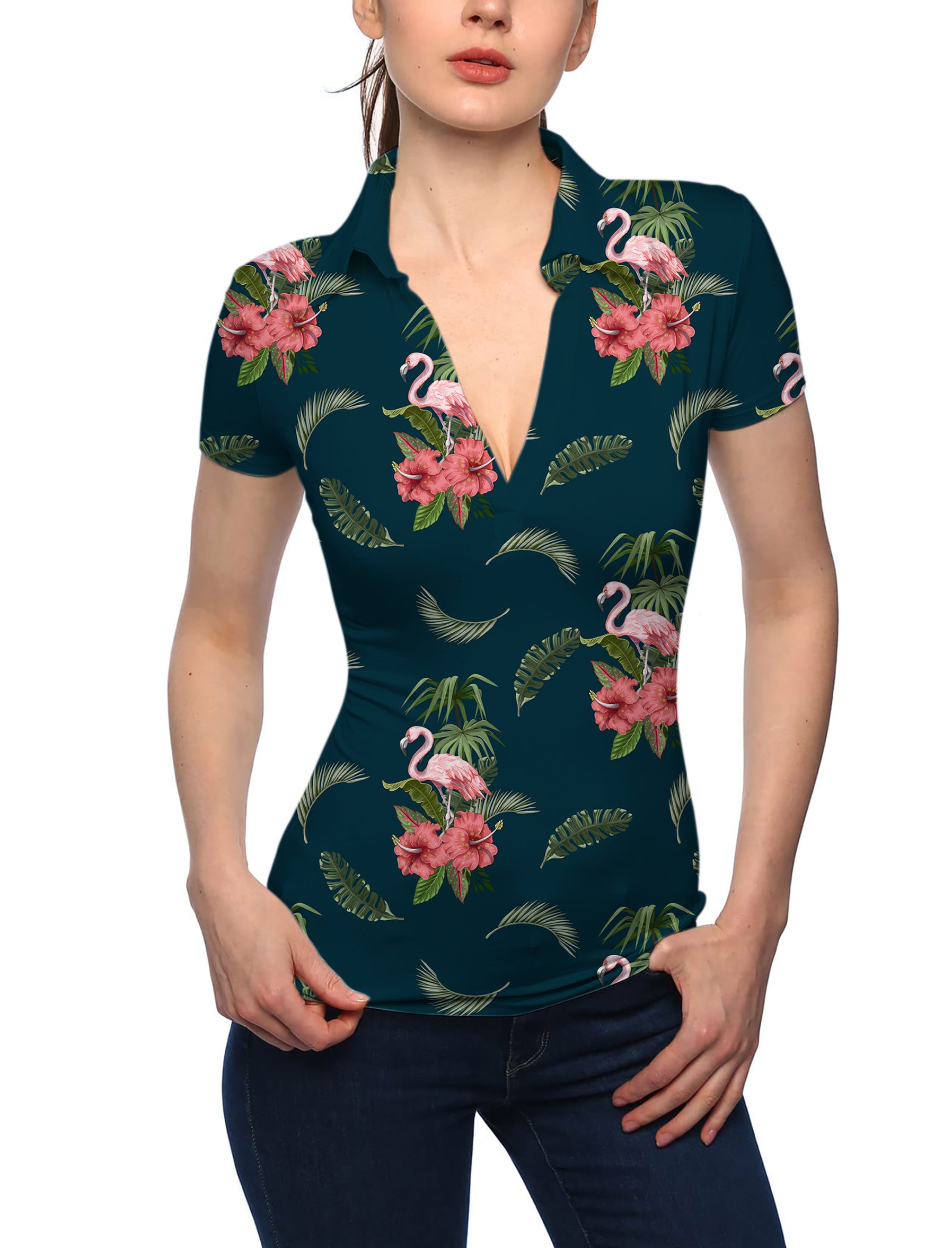 Women's No Ka Oi V Neck Golf Polo