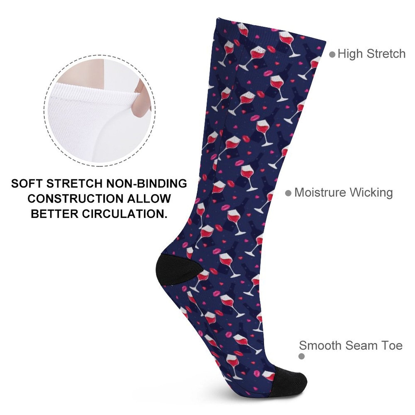 red wine Prined socks Gifts for Men Women