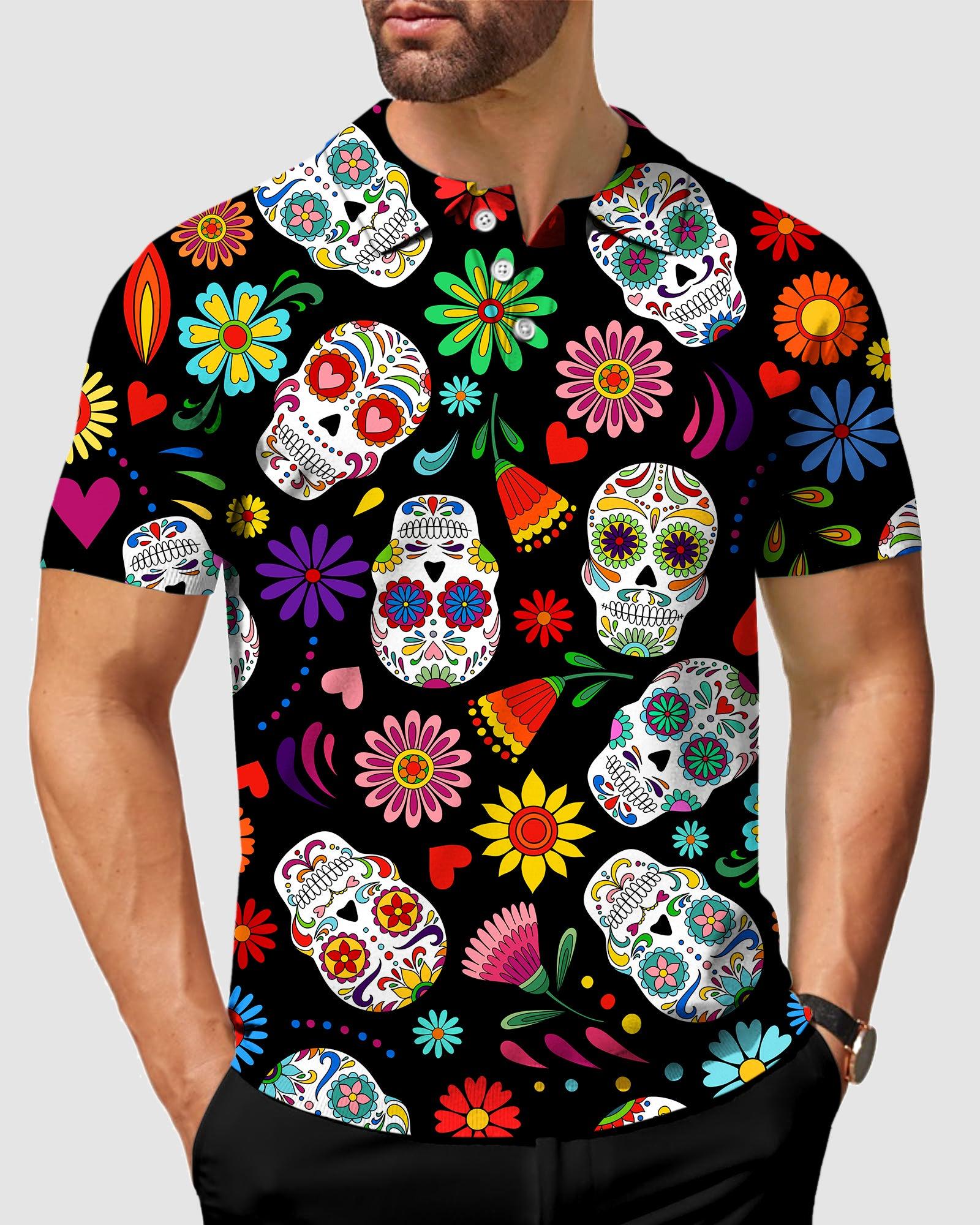 Men's golf polo Fiesta Feeling skull