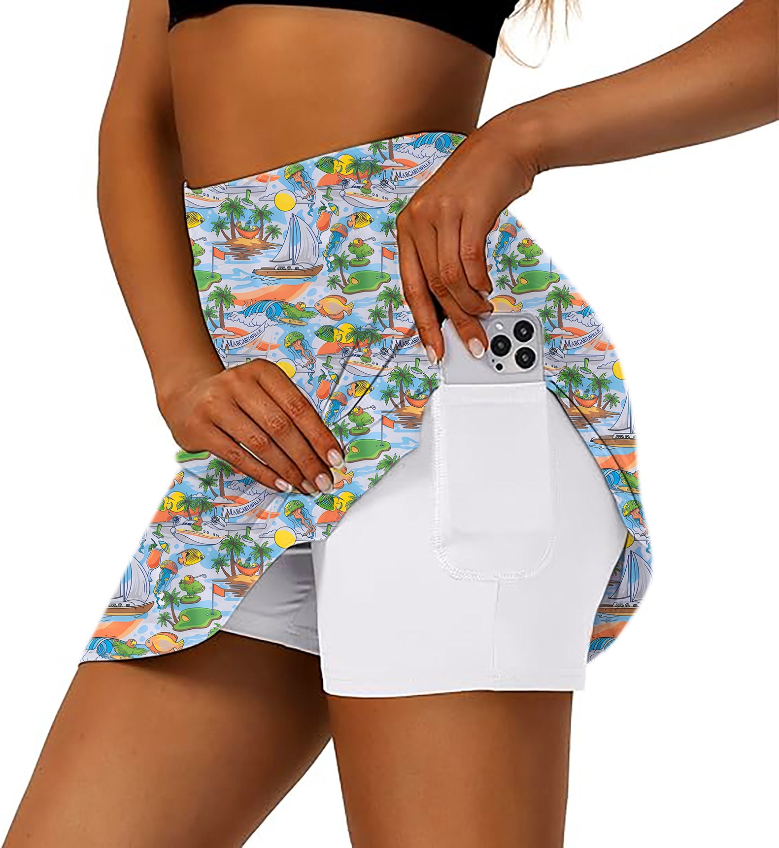 Women's MARGARITAVILLE PINS IN PARADISE Golf Skirts Inner Shorts Pocket