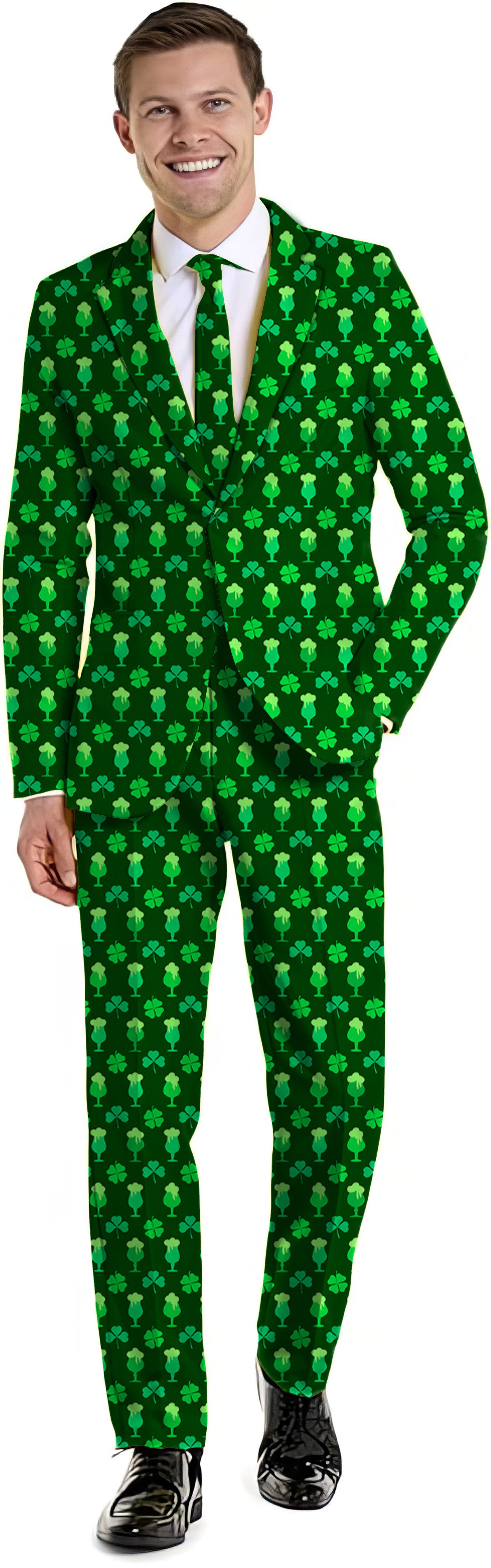 Green beer clover leaf St. Patrick's Day Men's Party Costumes-Theme Party 2 or 3pcs Suit set-Blazer Pants & Vest