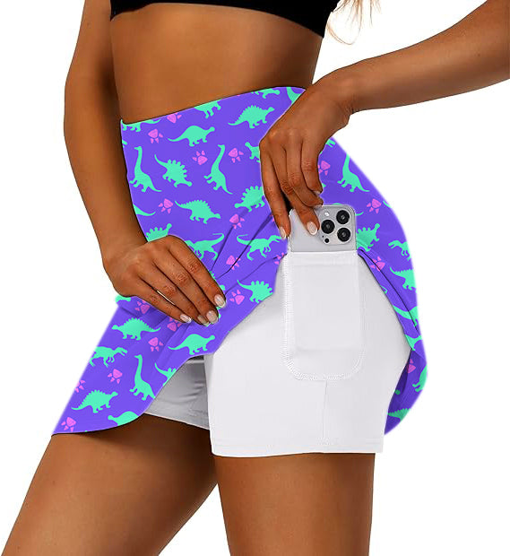 Women's Land Before Time Golf Skirts Inner Shorts Pocket