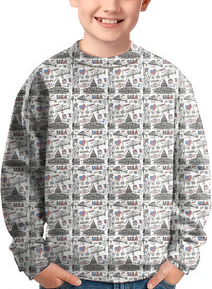 American travel Crewneck Pullover Kids Ugly Sweater