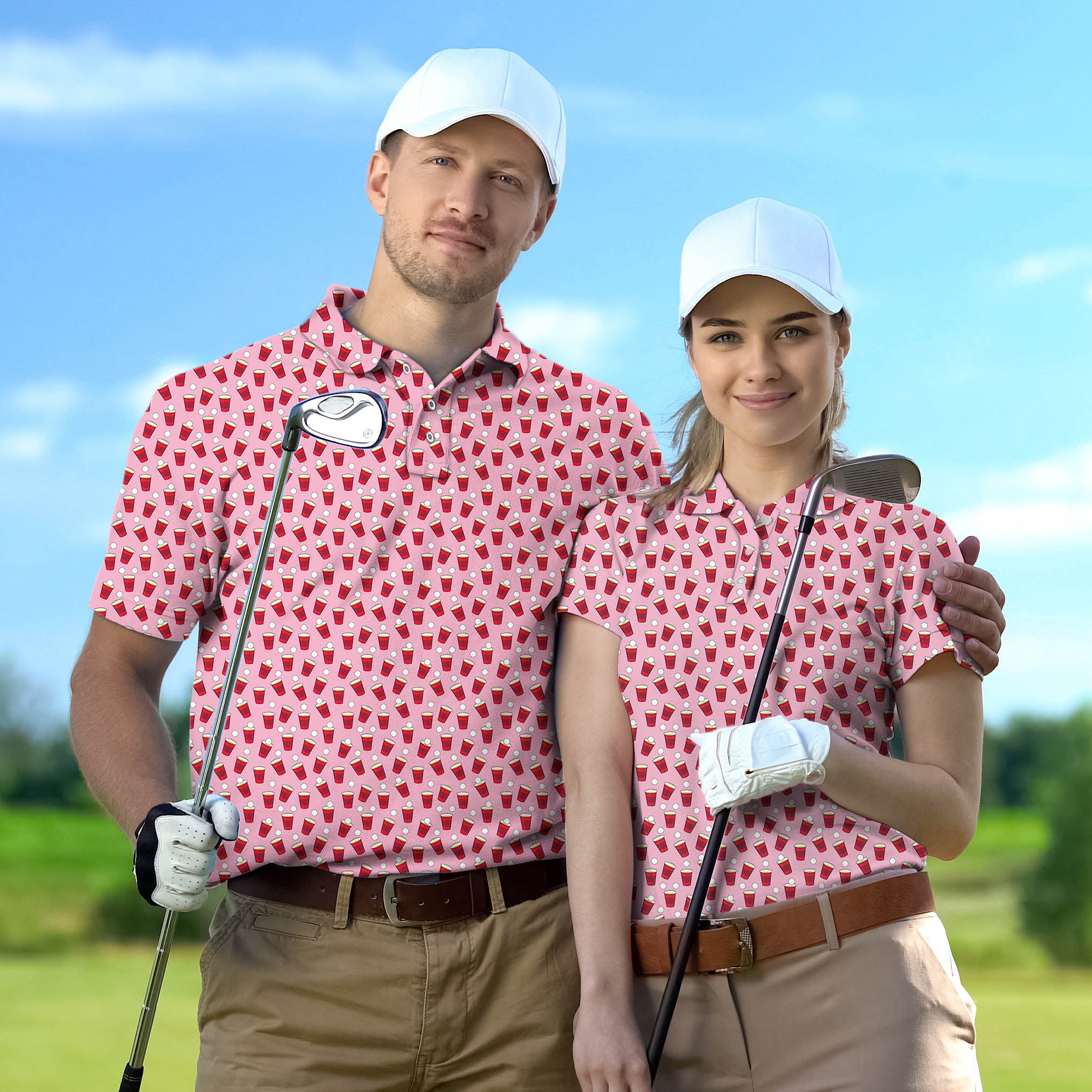 Golf Polo Couple Family set RED SOLO CUP