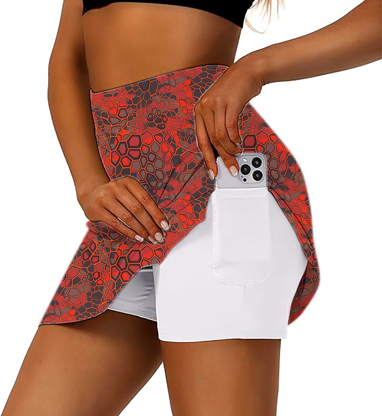 Women's Red Dragonscale Golf Skirts Inner Shorts Pocket