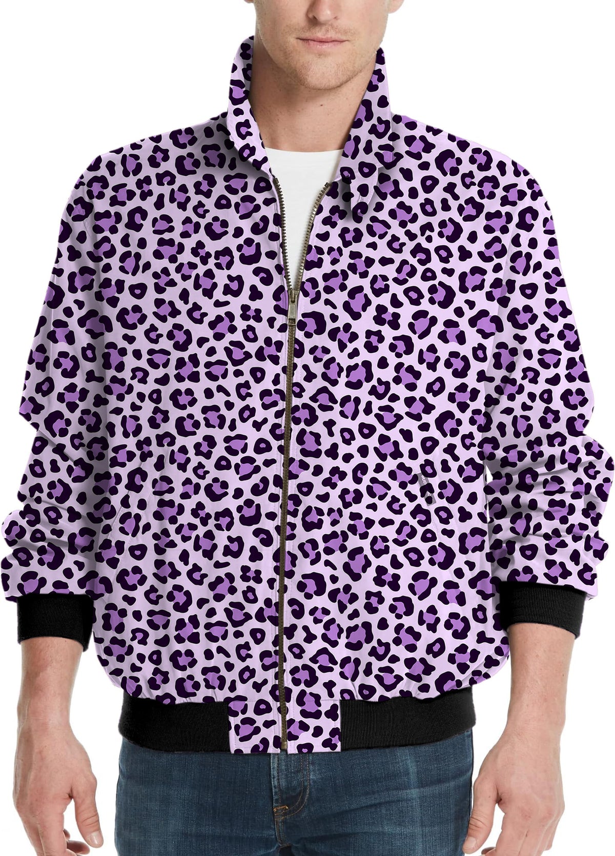 pink leopard print Men's Golf Windbreaker Light Jacket