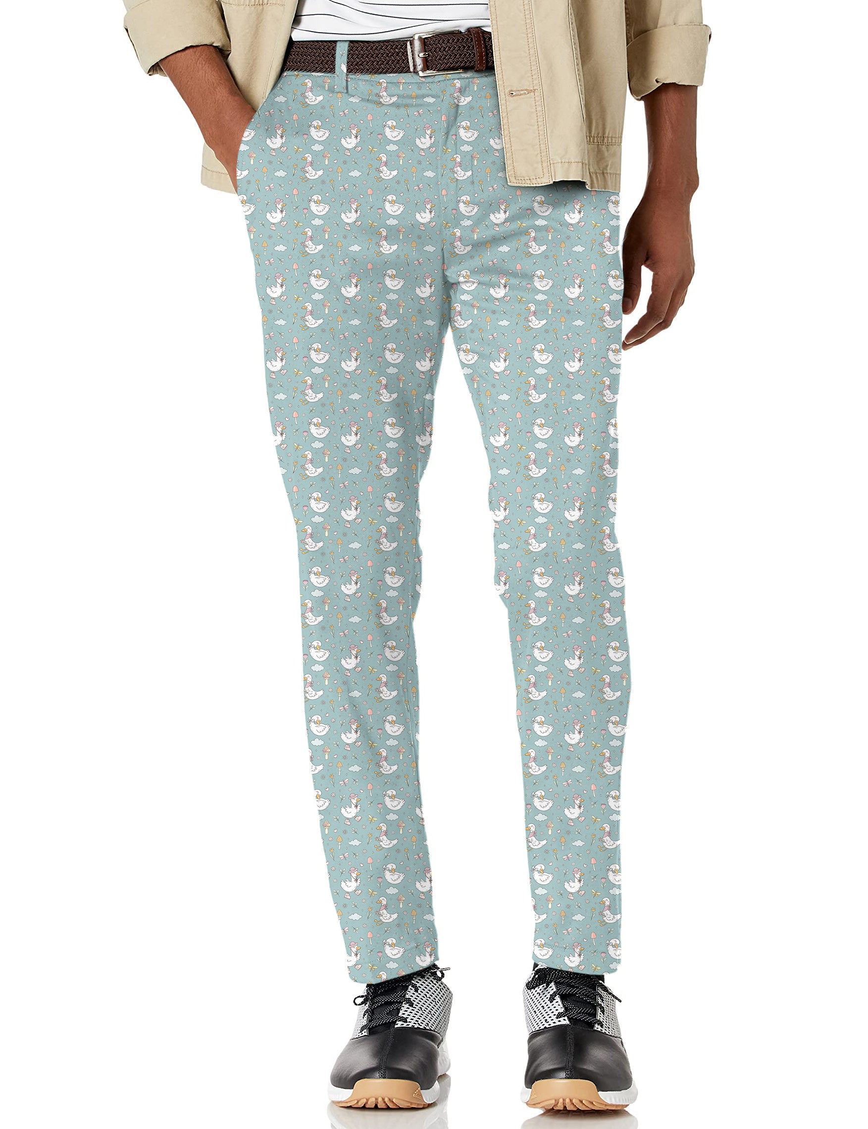 Men's Cute Duck Floral Stretch Golf Pants