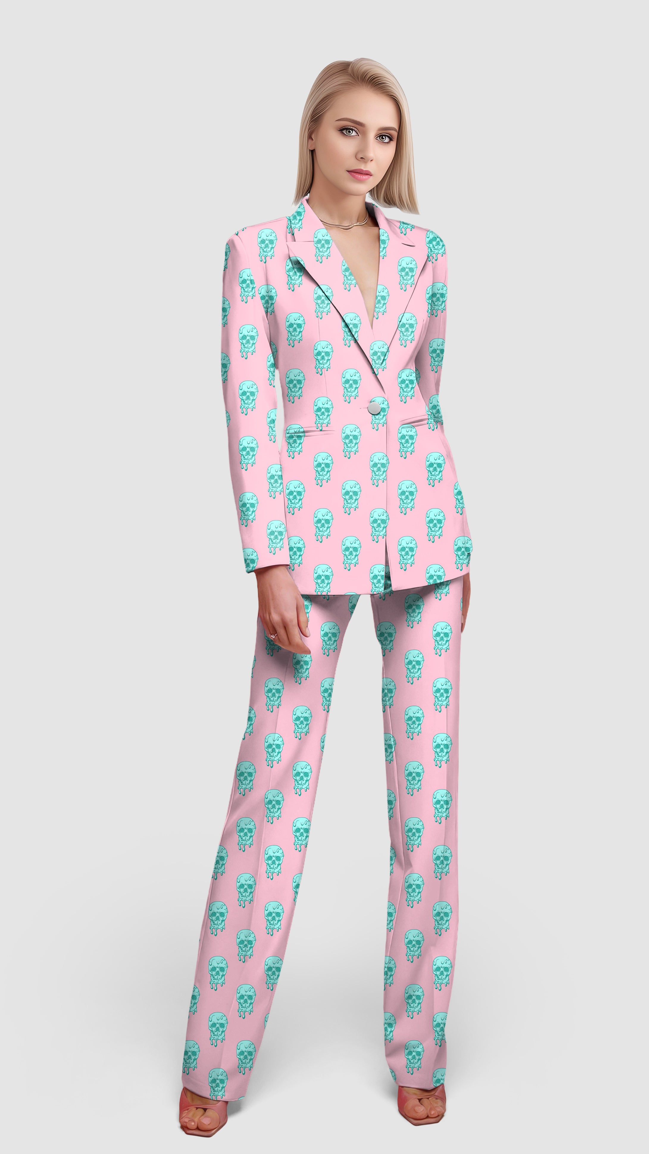 Icey Skulls-Women's Blazer Casual Work Office Blazer Suit set