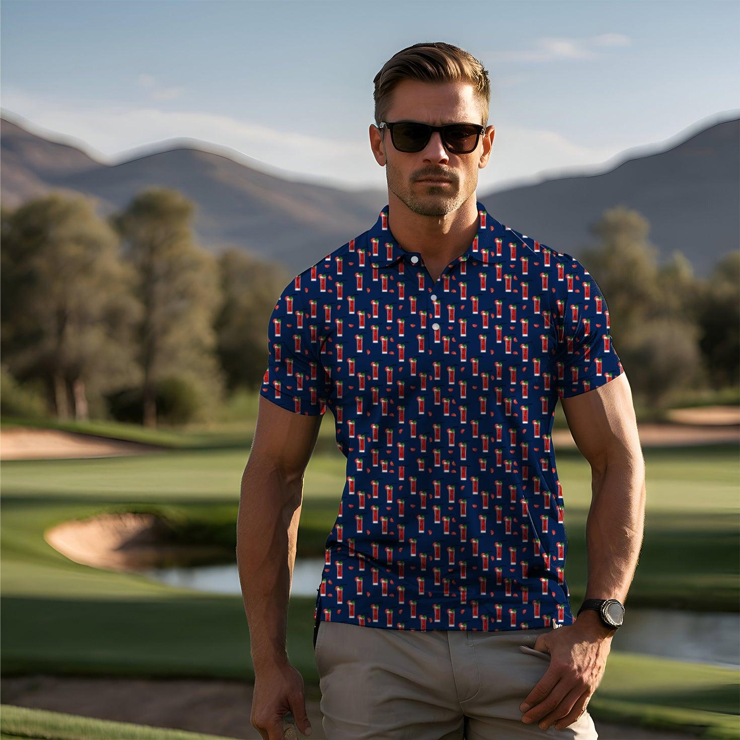 Men's Bloody Mary cocktail golf polo