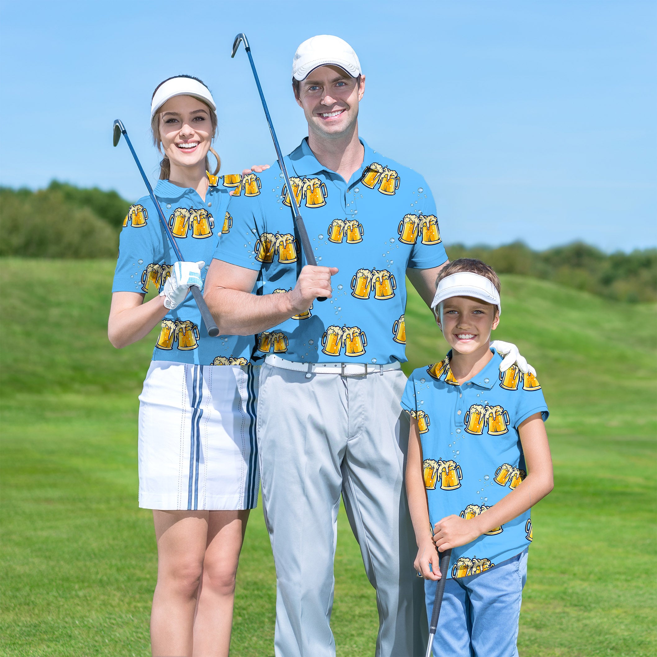 Golf Polo Couple Family set Cheers Beer