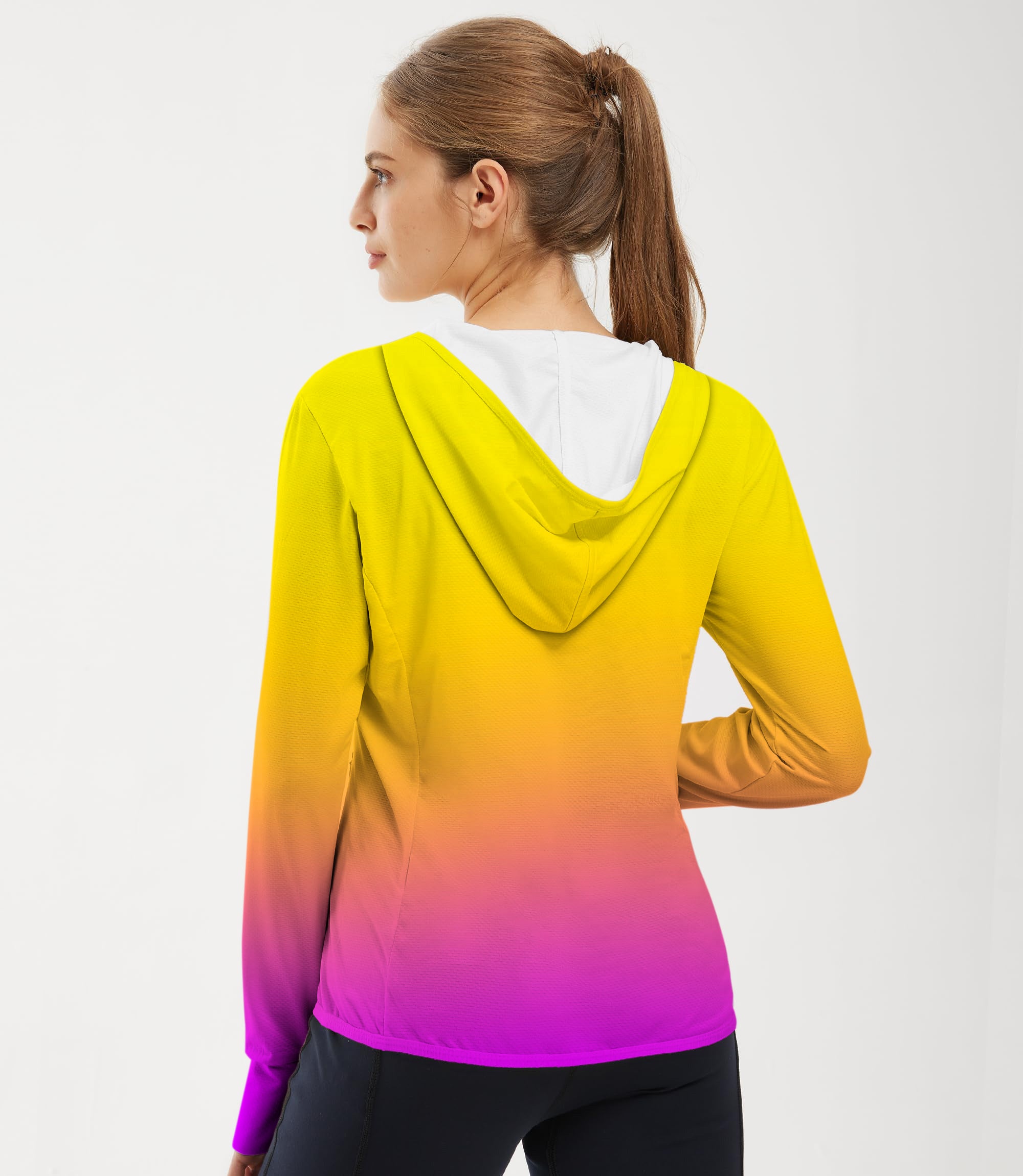 Women's Outdoor Neon Gradients Golf Sun Protection Slim Fit zip hoodies