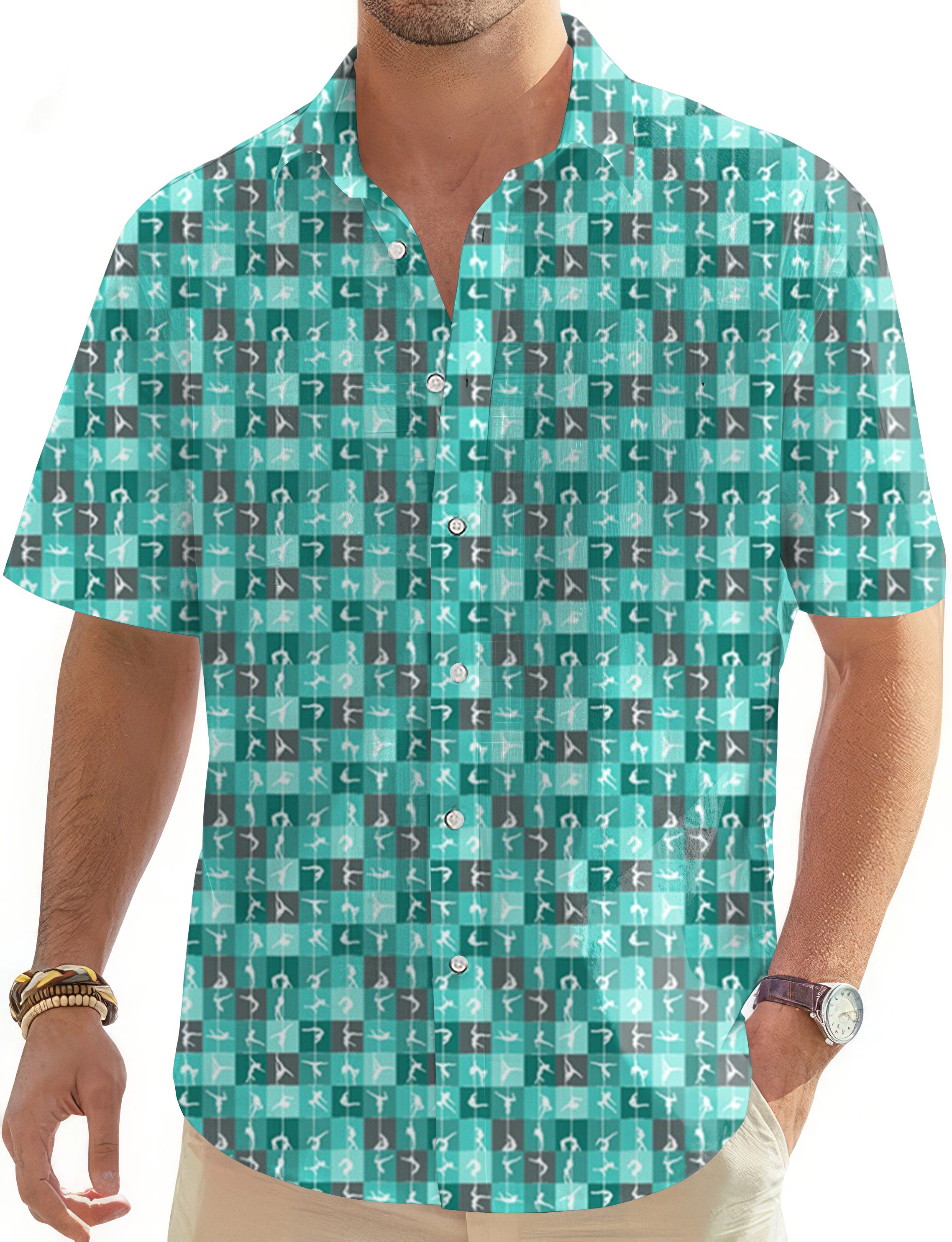 Anti-Wrinkle-Men's Golf Hawaiian Shirts Button Down Shirt