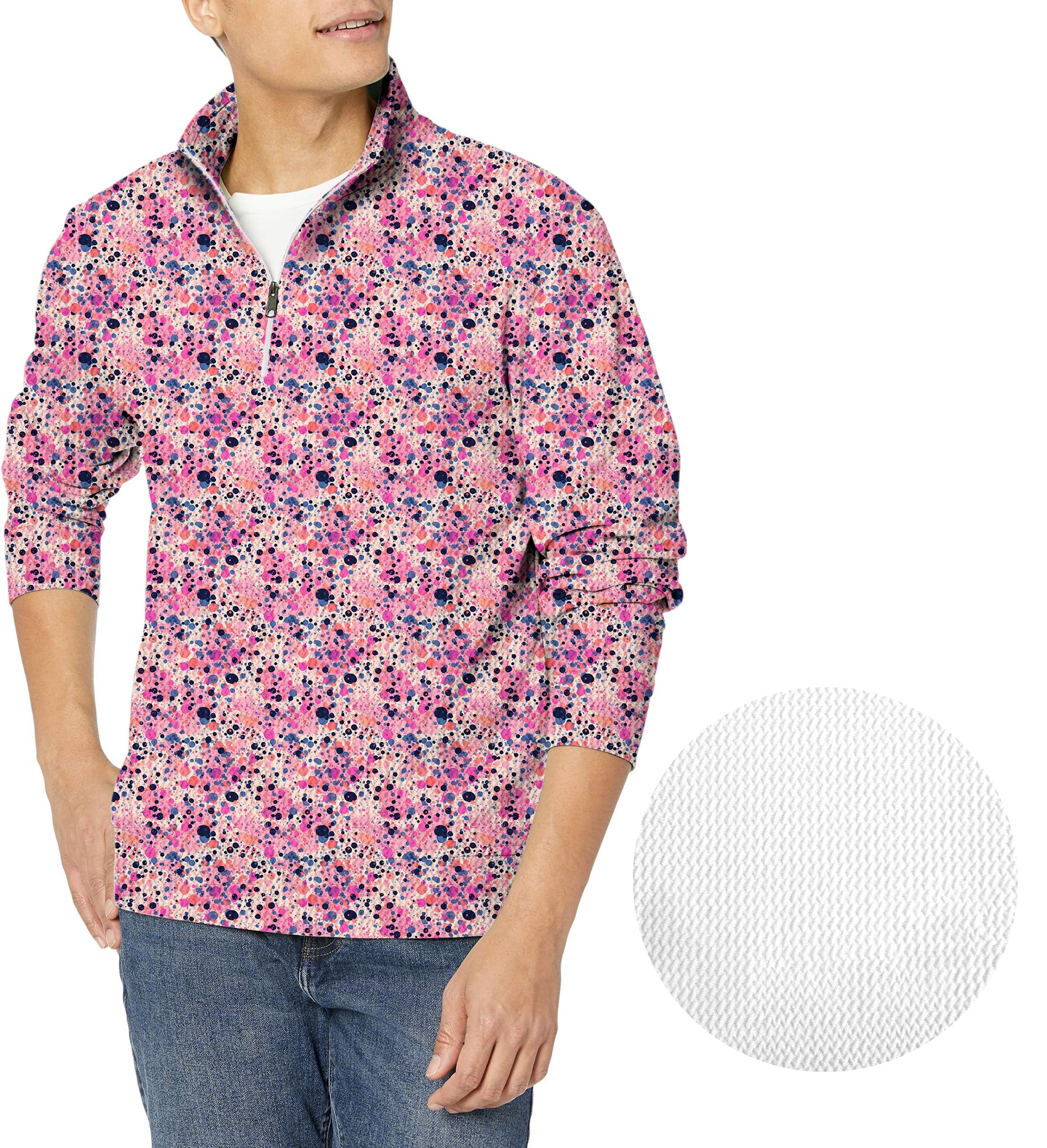 Fuchsia Fusion-Men's Golf Waffle Zipper Pullover