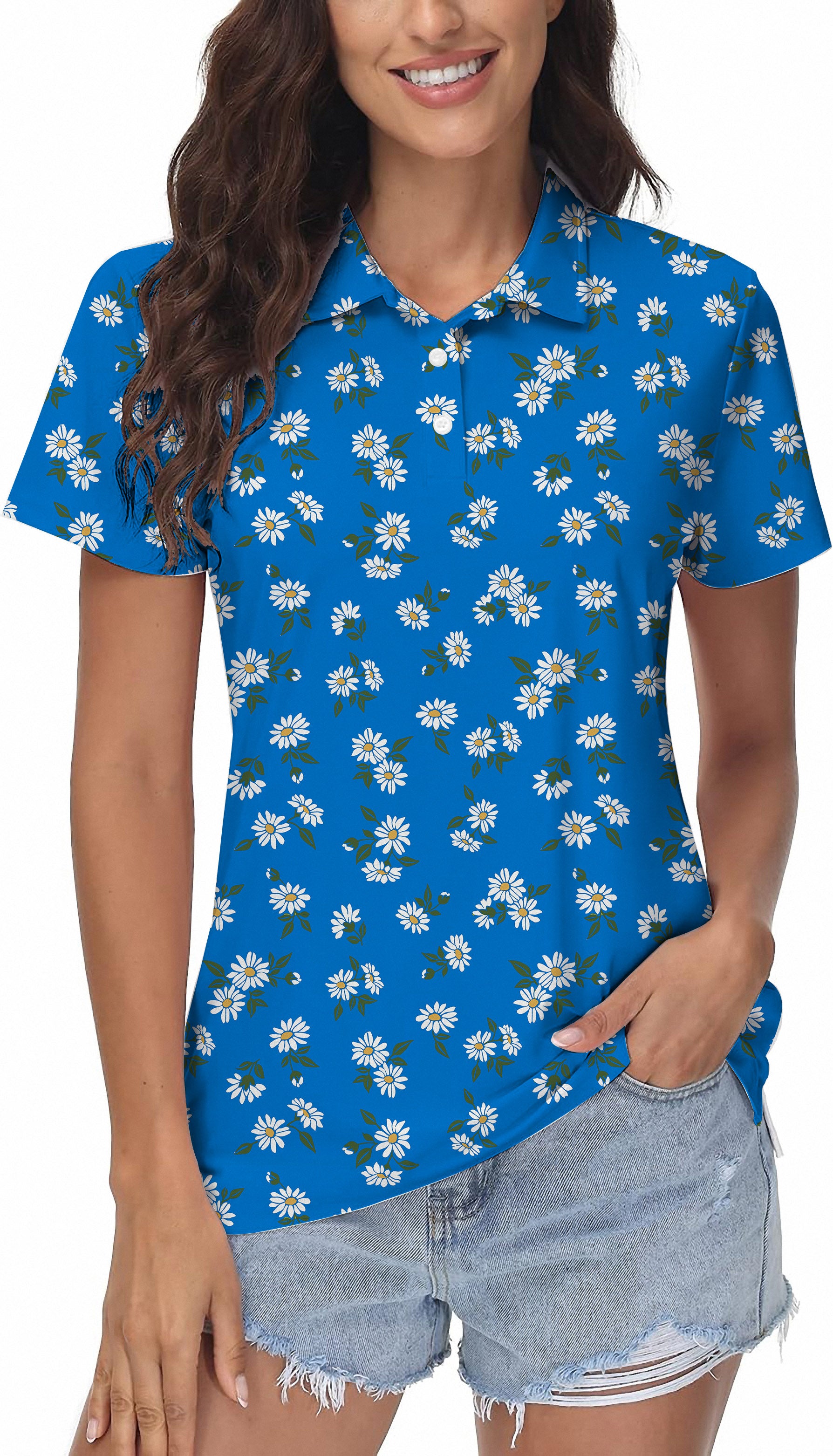 Blue Daisy Women's Golf Polo