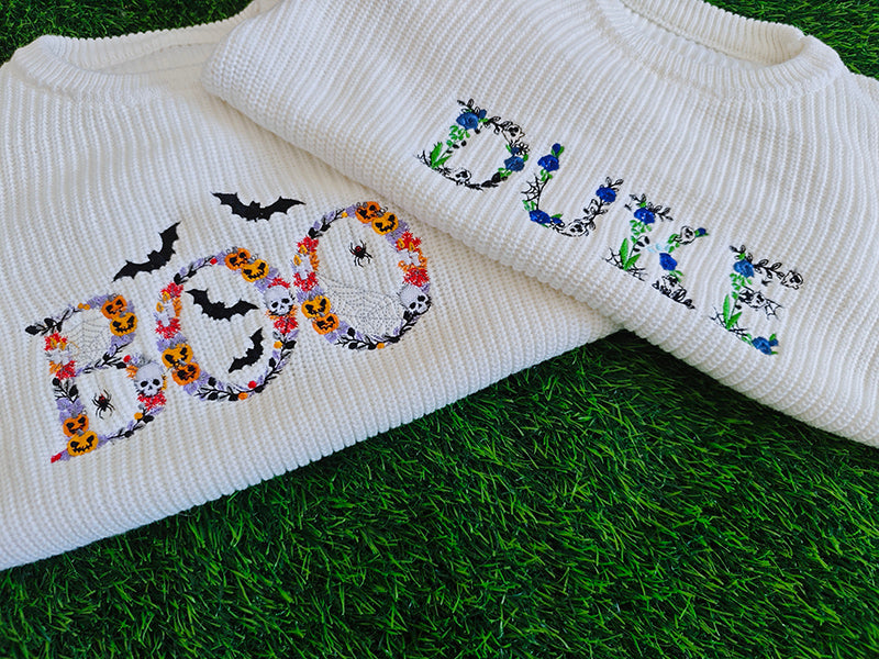Halloween Ghost Personalized Embroidered Sweaters for Babies and Toddlers Add your Personalization