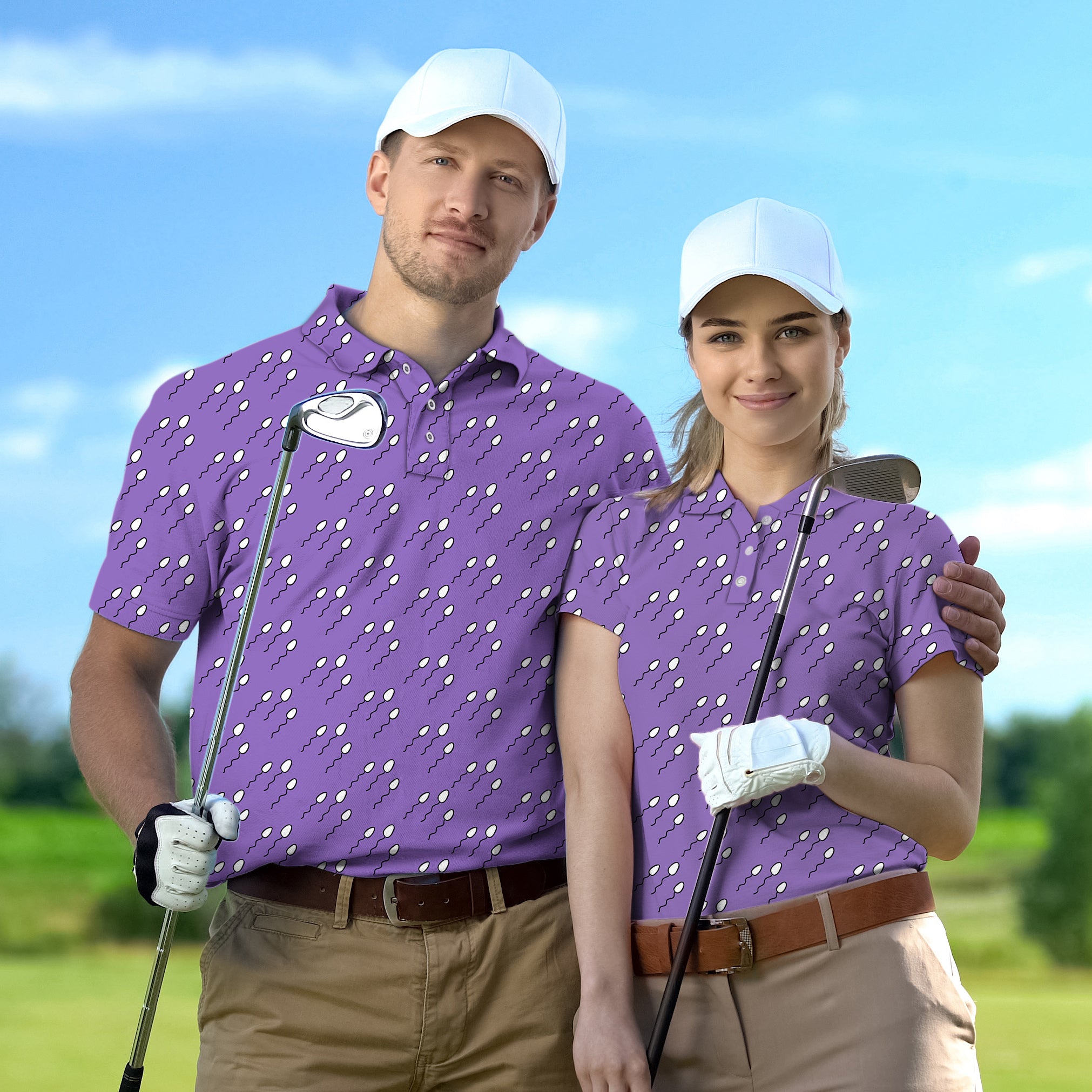 Couple Abstract Sperm Lines set Golf Championship Trophy tournament