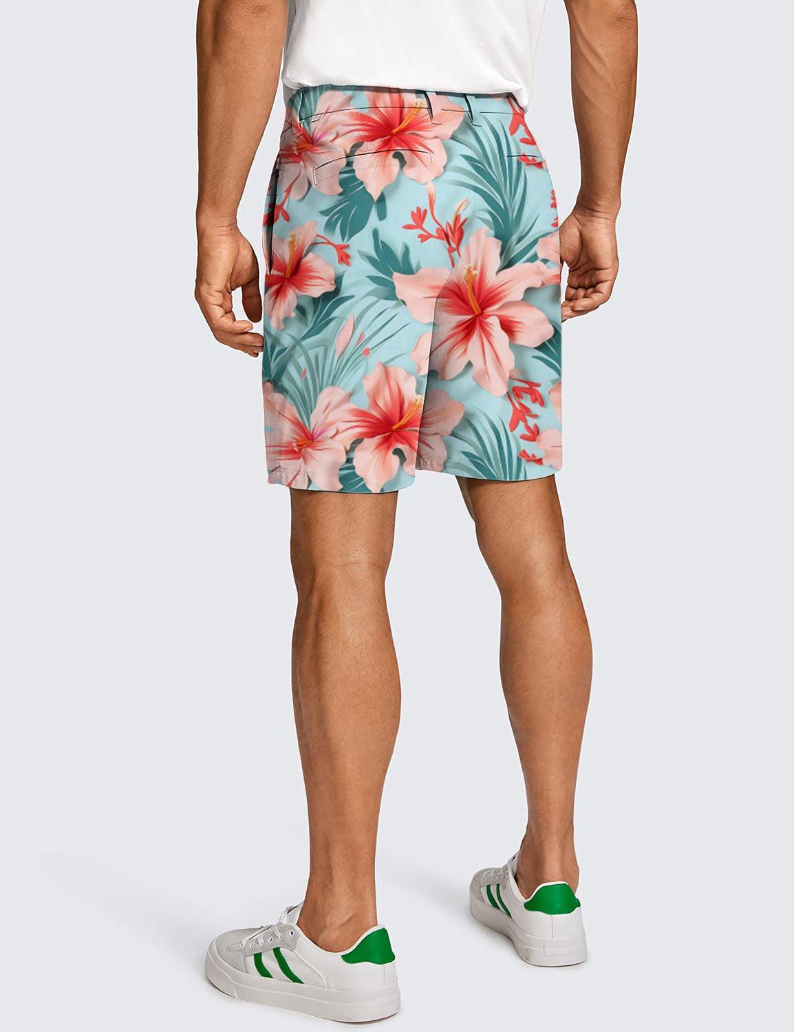 Men Hawaiian Flowers Golf Shorts