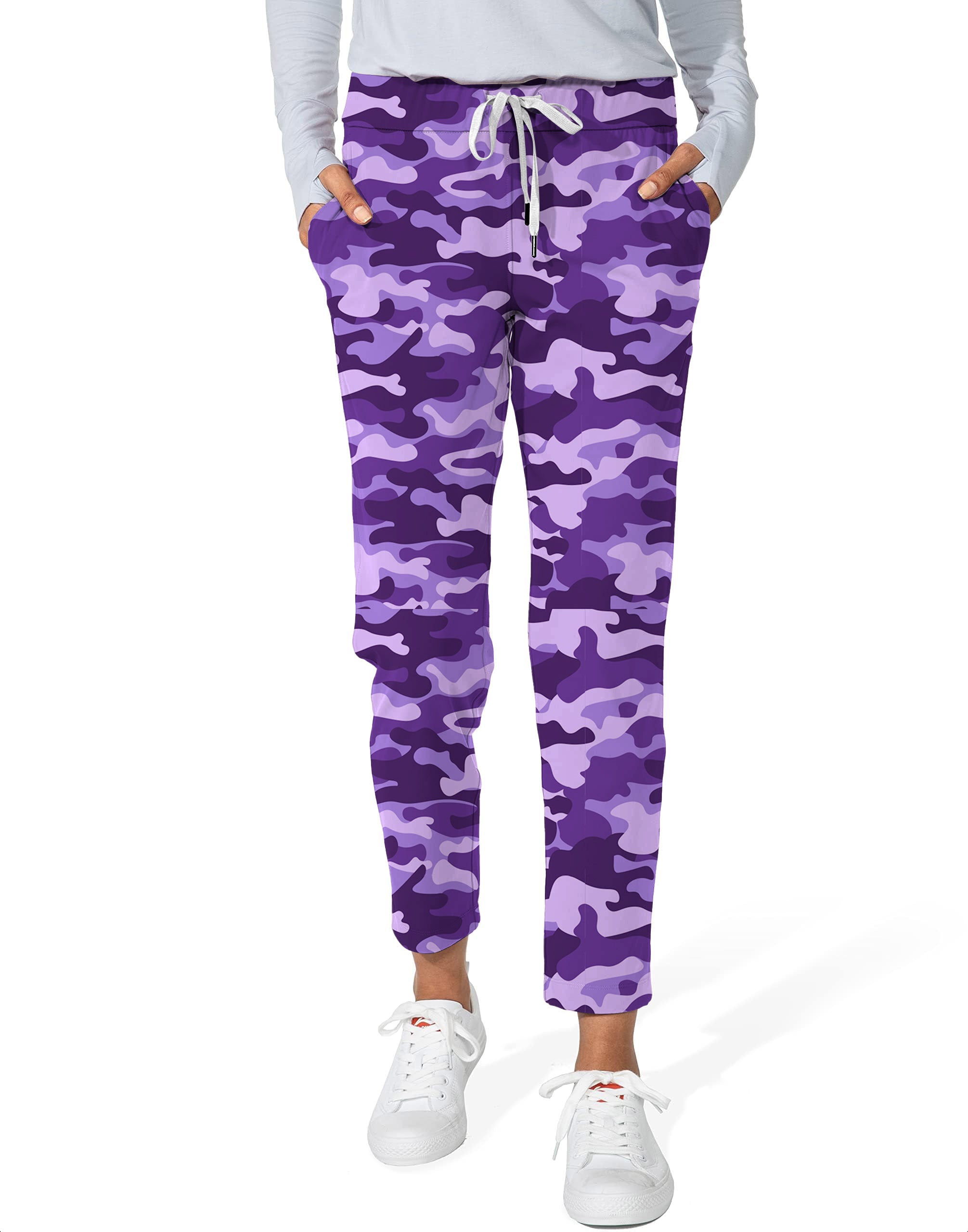Purple Camo-Women's 7/8 Stretch Ankle Golf Pants
