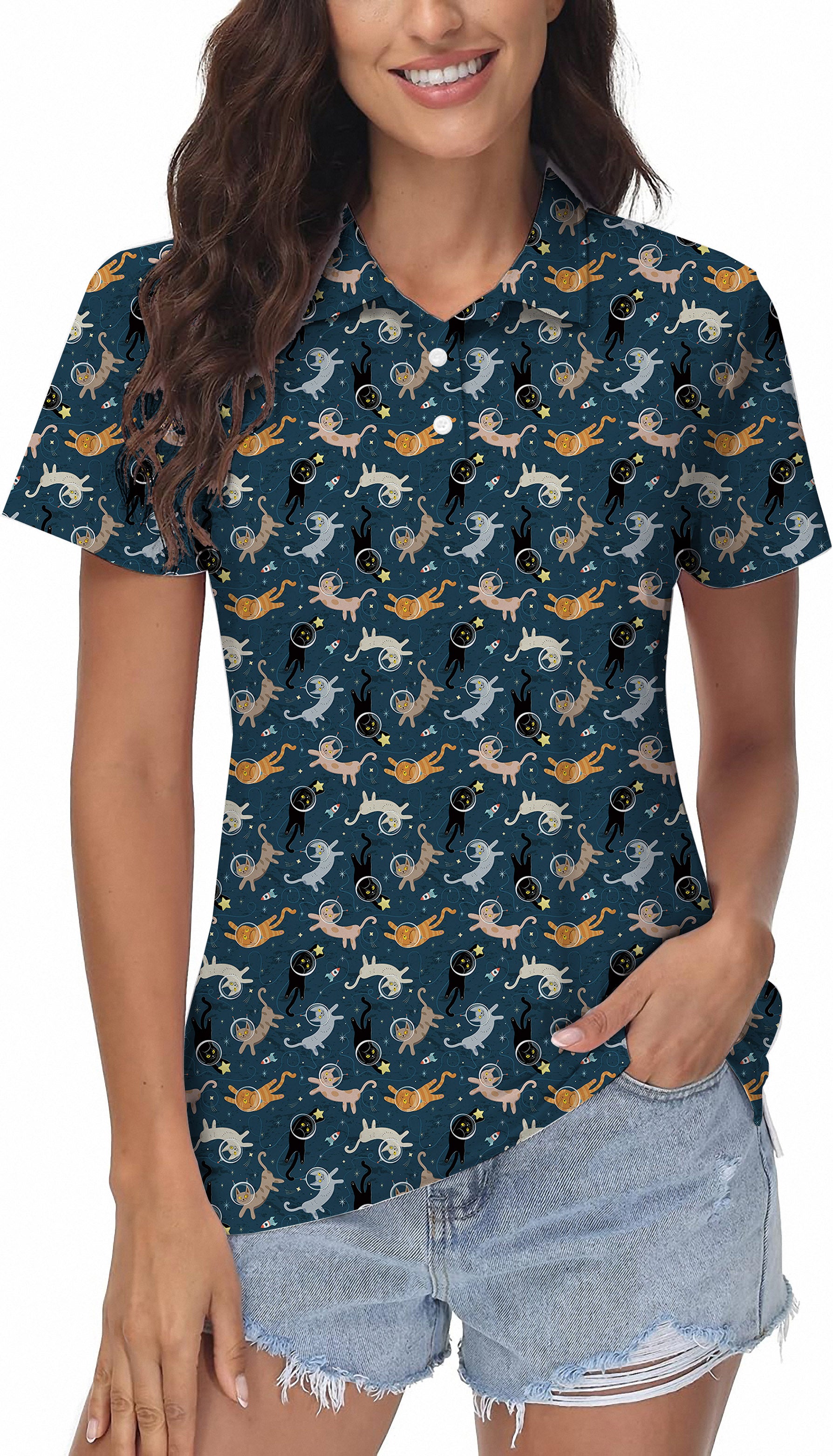 Space Cats Women's Golf Polo