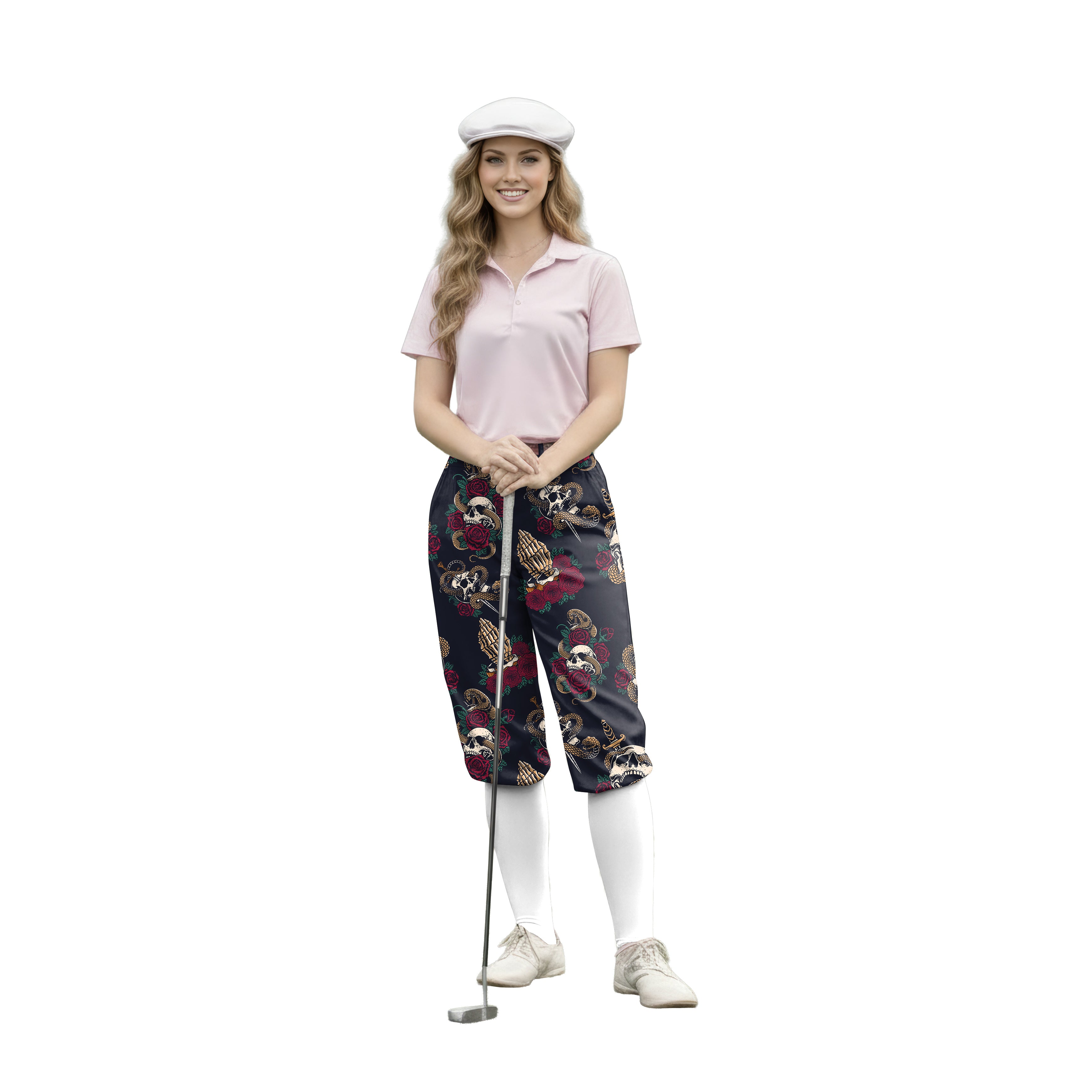 Personalize And Add To Cart Men's Halloween Snake Skeleton Polo Womens Golf Knickers Pants
