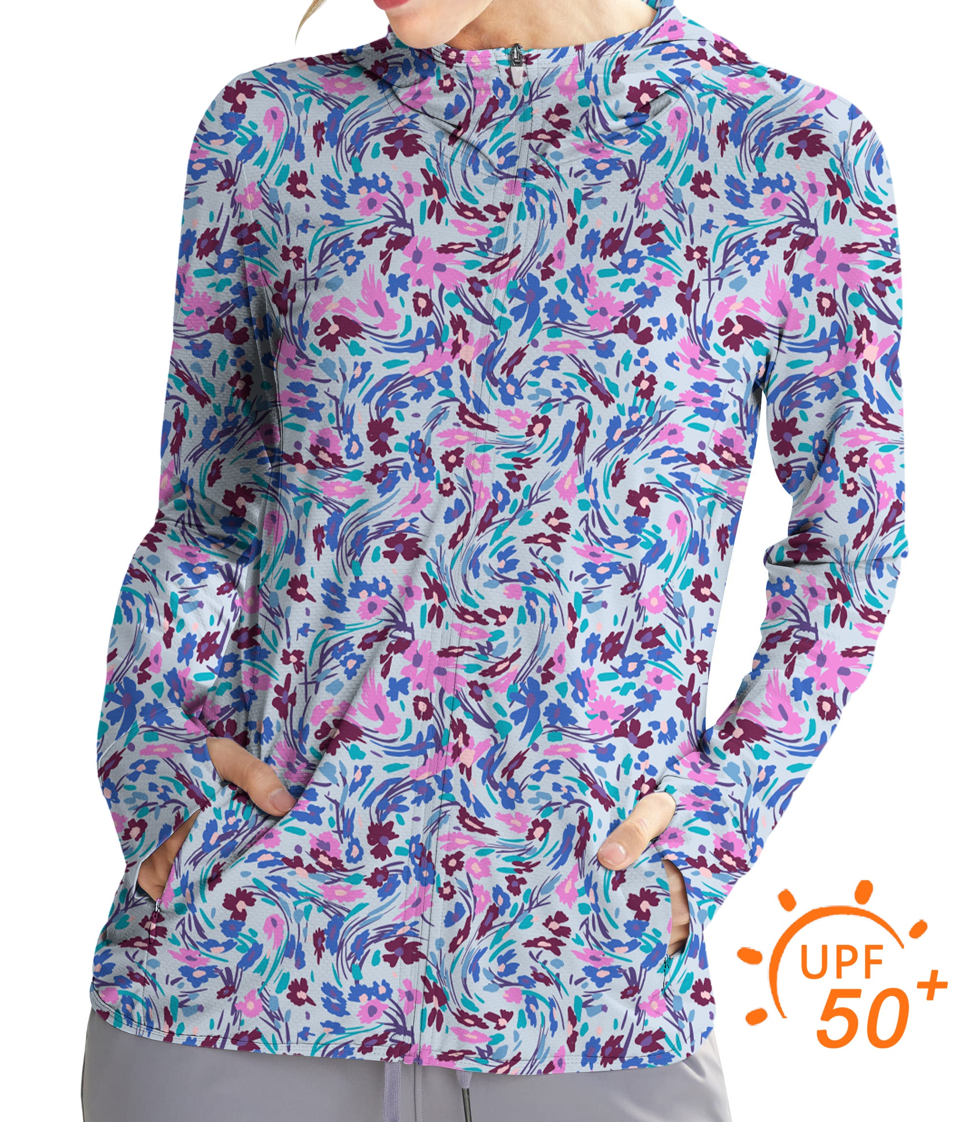 Women's Outdoor summer floral Golf Sun Protection Slim Fit zip hoodies