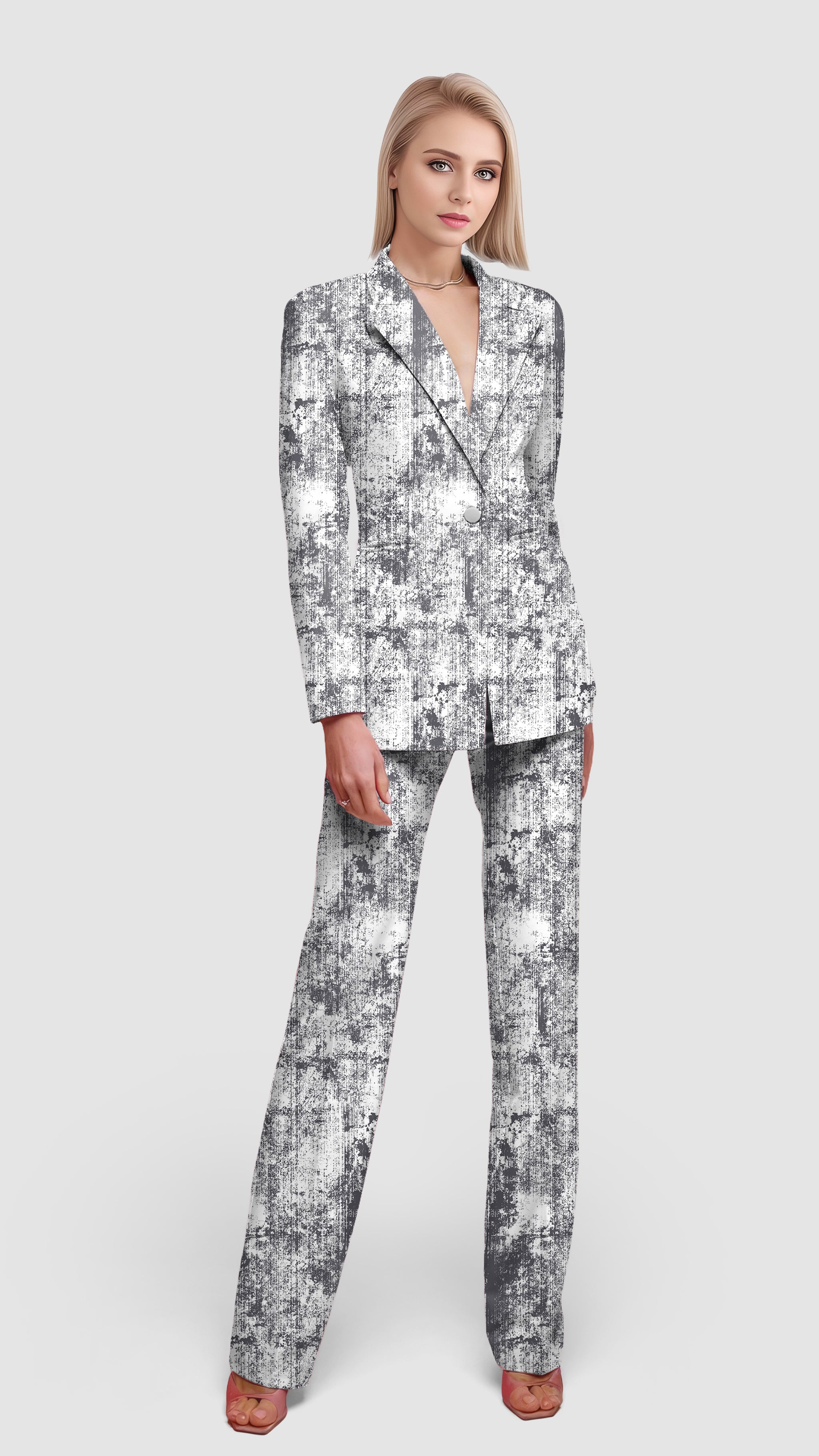 Gray Line Lmpression Women's Blazer Casual Work Office Blazer Suit set