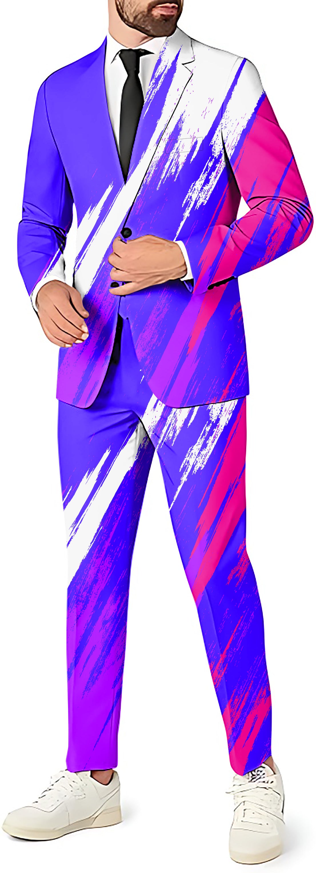 blue purple pink sport Team Men's Party Costumes-Theme Party 2 or 3pcs Suit set-Blazer Pants & Vest