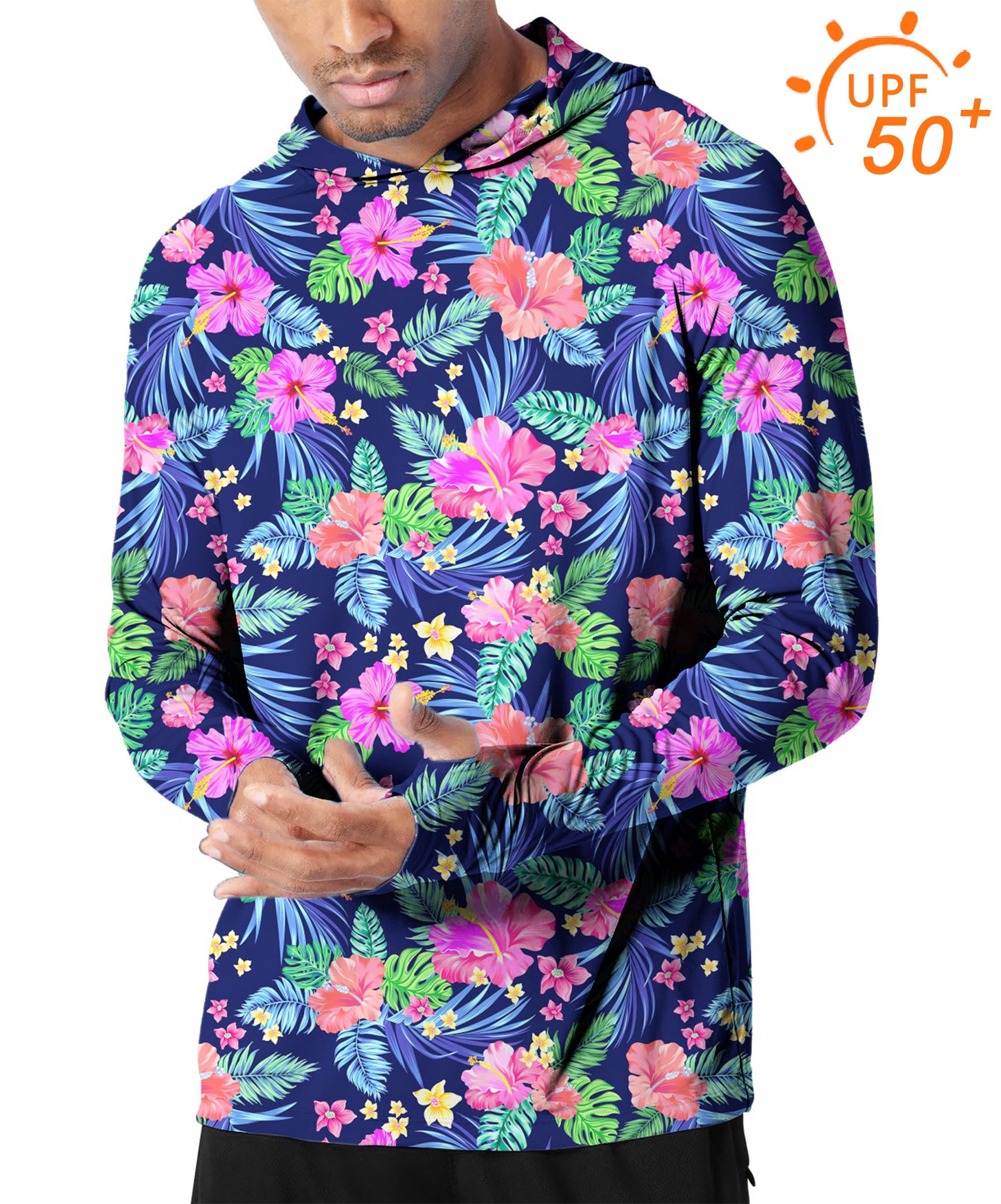 Men's Outdoor Tropical flowers Golf Sun Protection Slim Fit hoodies