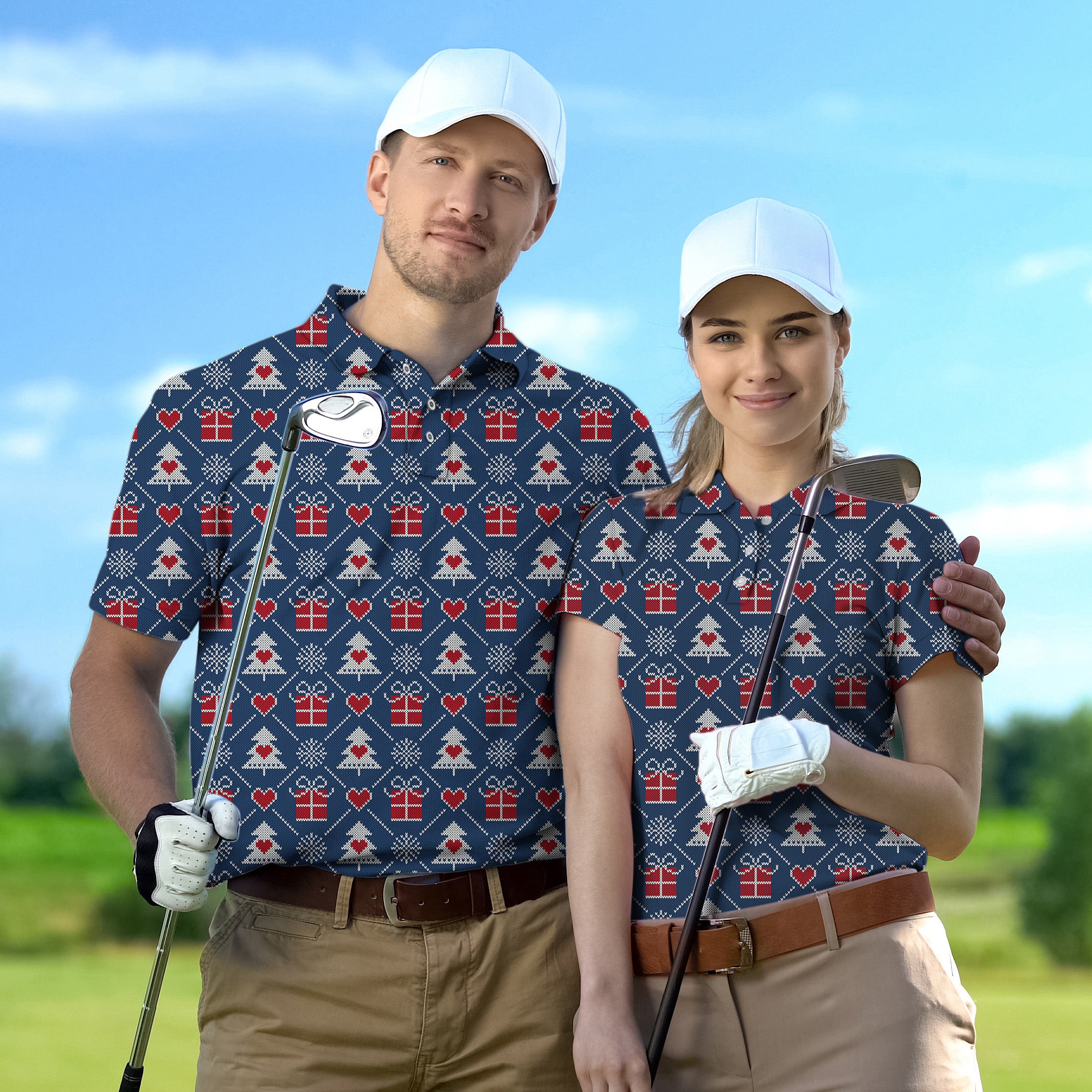 Golf Polo Couple Family set Christmas gift tournament