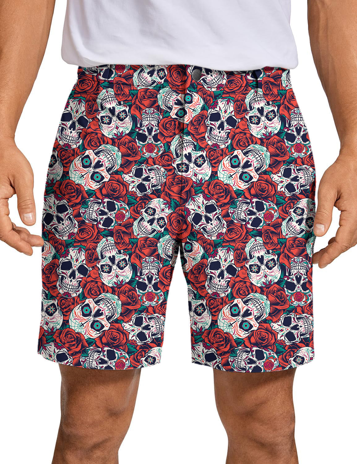 Men's  Rose Skull Golf Shorts