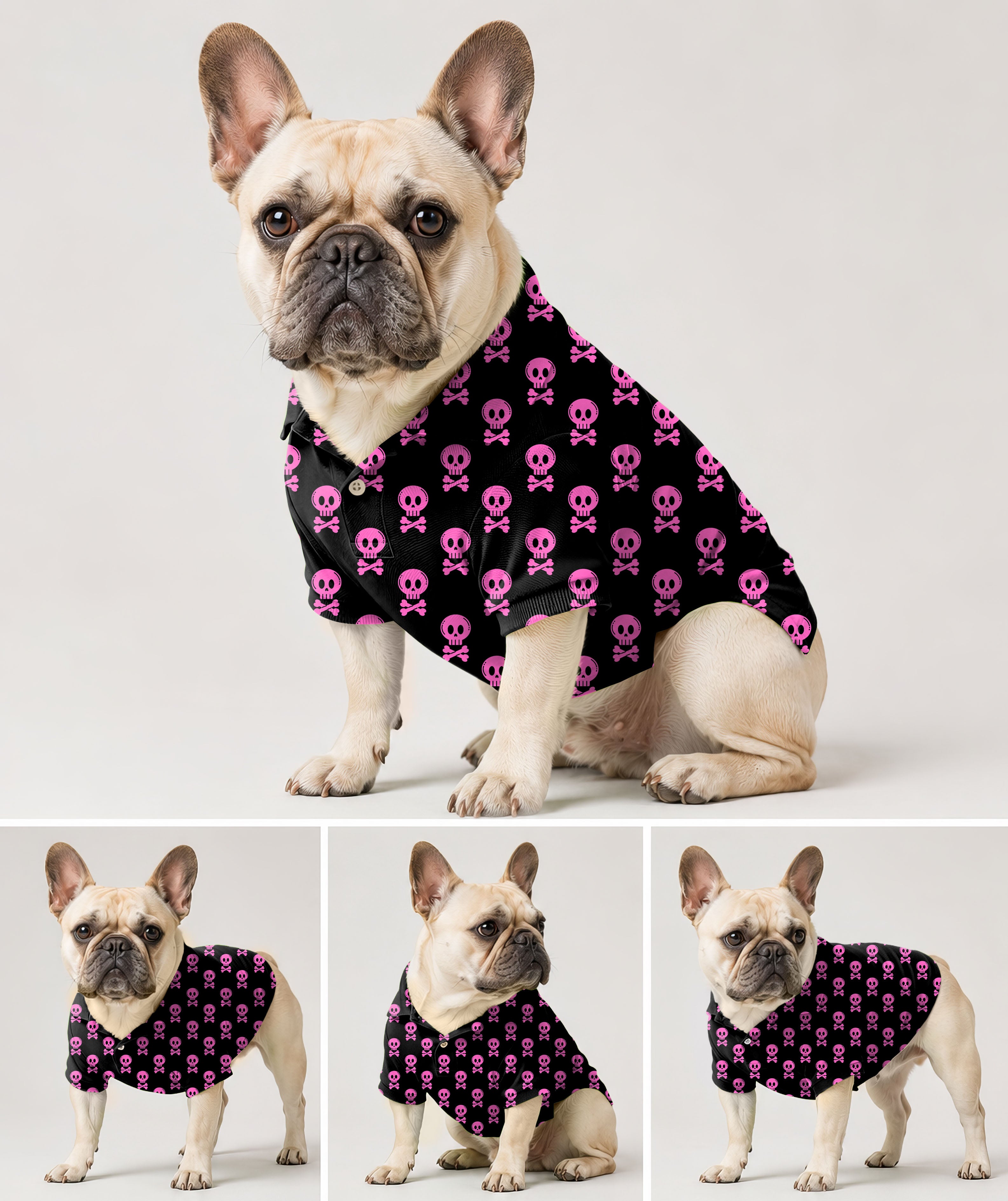 Dog's Halloween Punk Skull Golf Polo