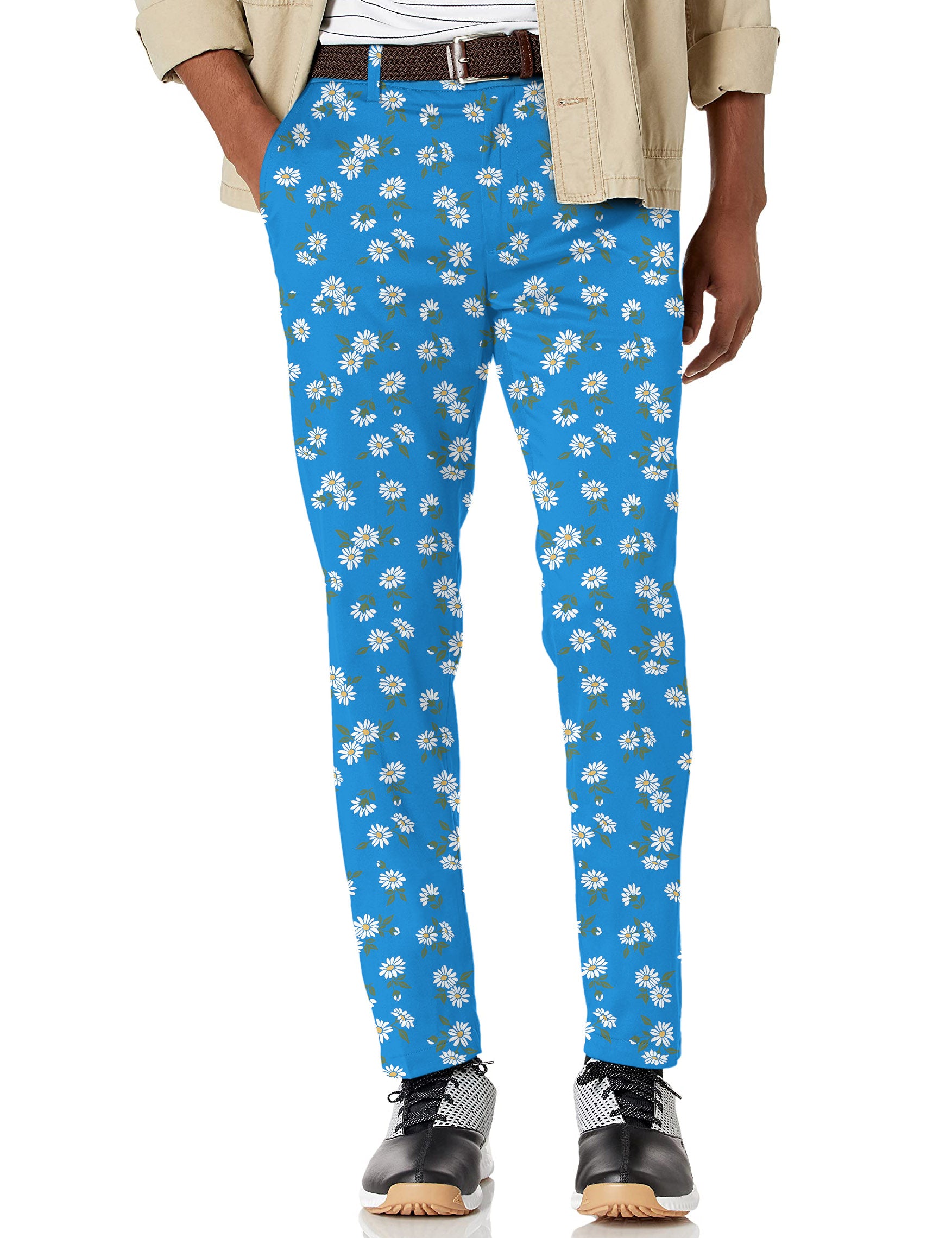 Men's Blue Daisy Stretch Golf pants trousers