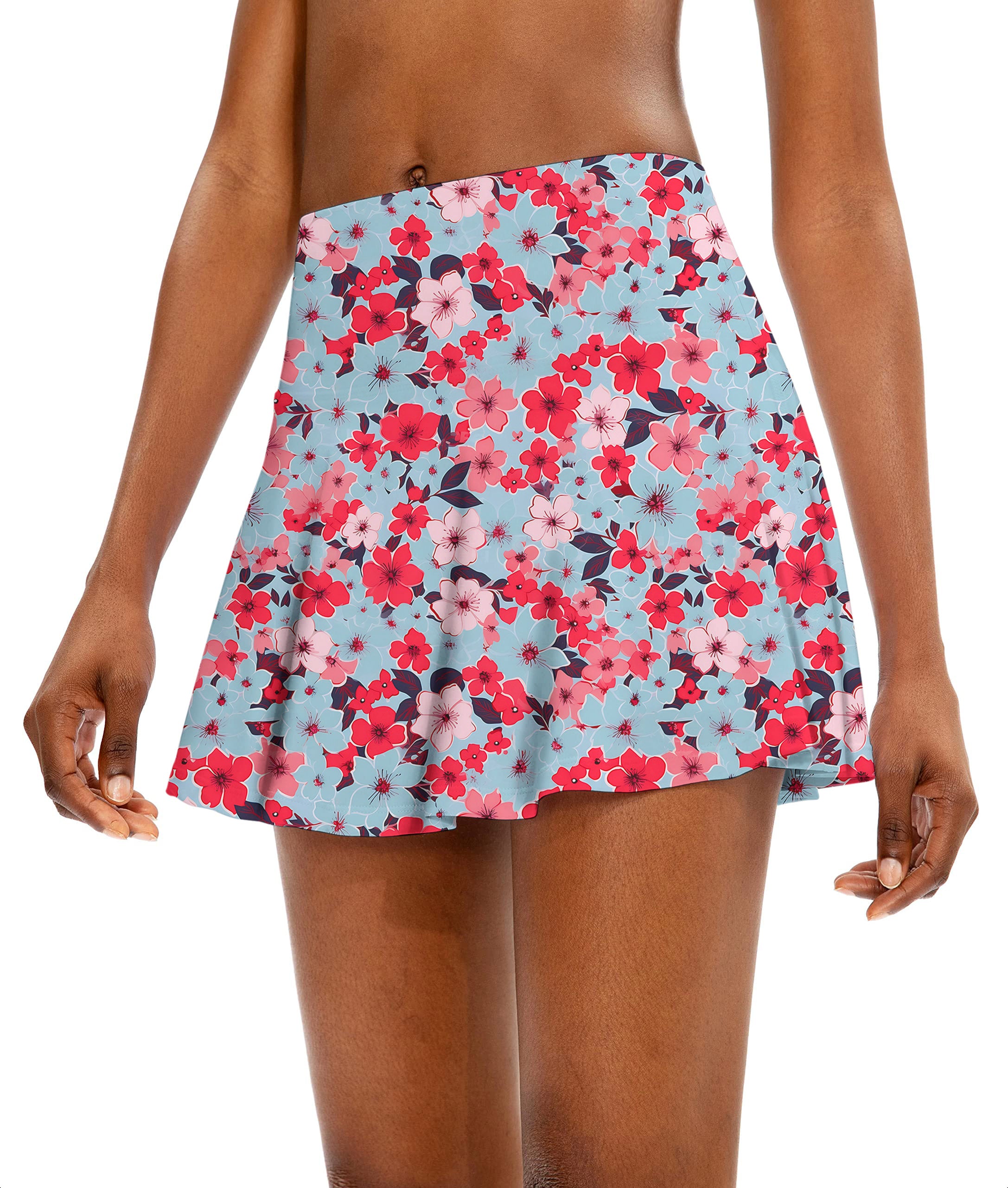 Tropical flowers Women's Athletic Golf Skorts Flared Skirts