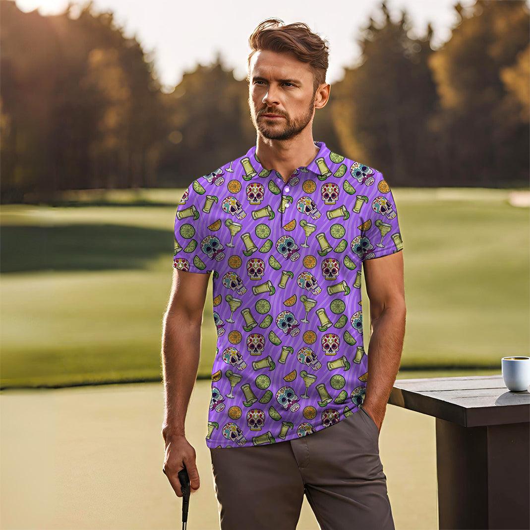 Men's golf polo Summer Tequila skull