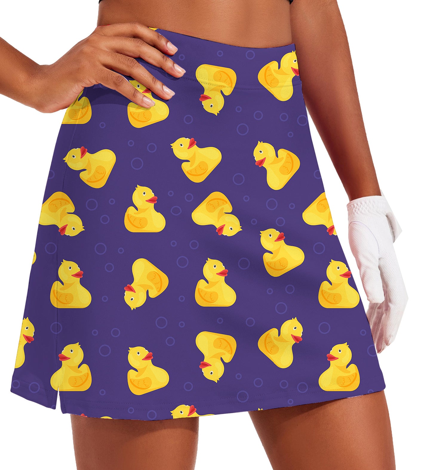 Women's Yellow duck Golf Skirts Inner Shorts Pocket