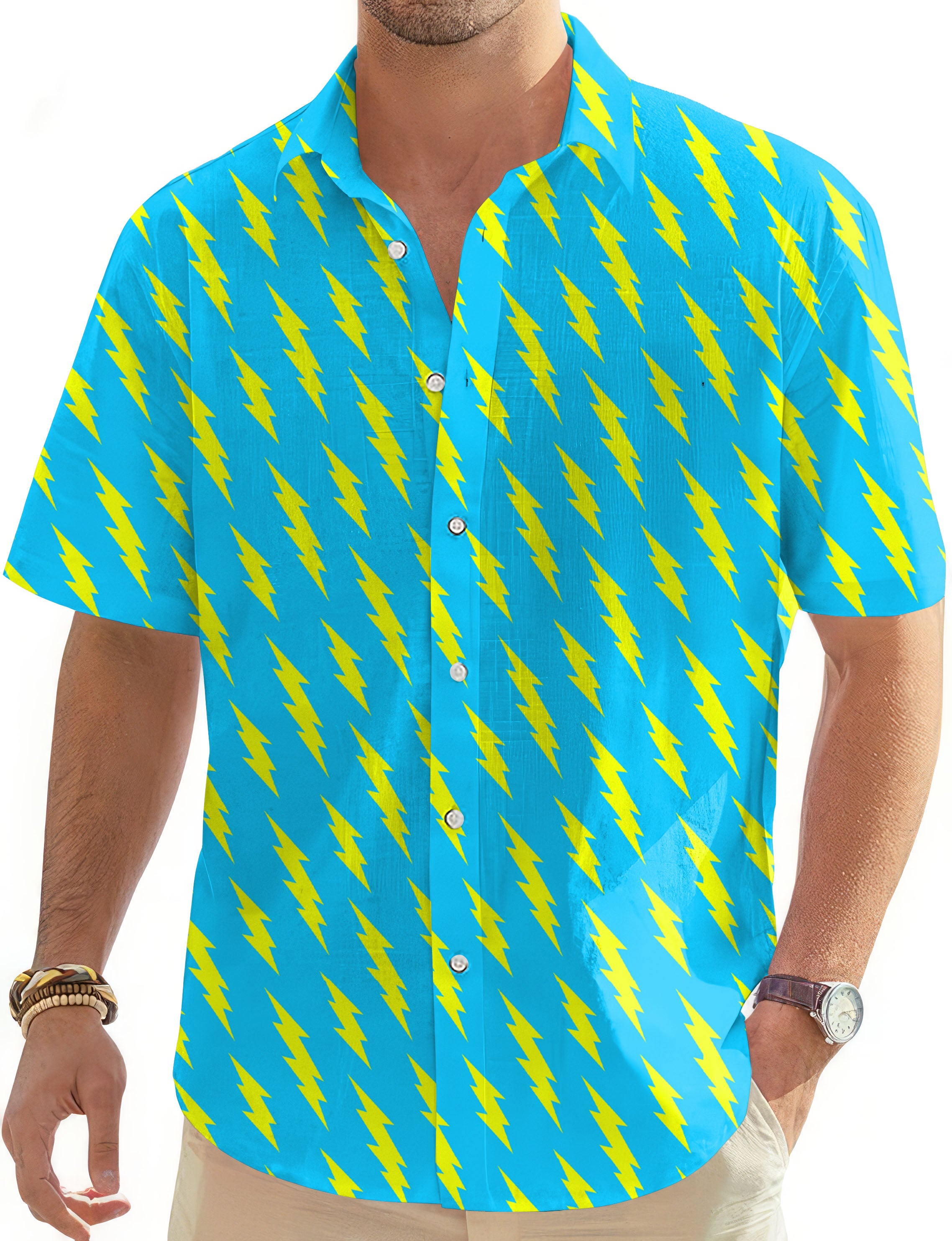 Lightning Links-Men's Golf Hawaiian Shirts Button Down Shirt