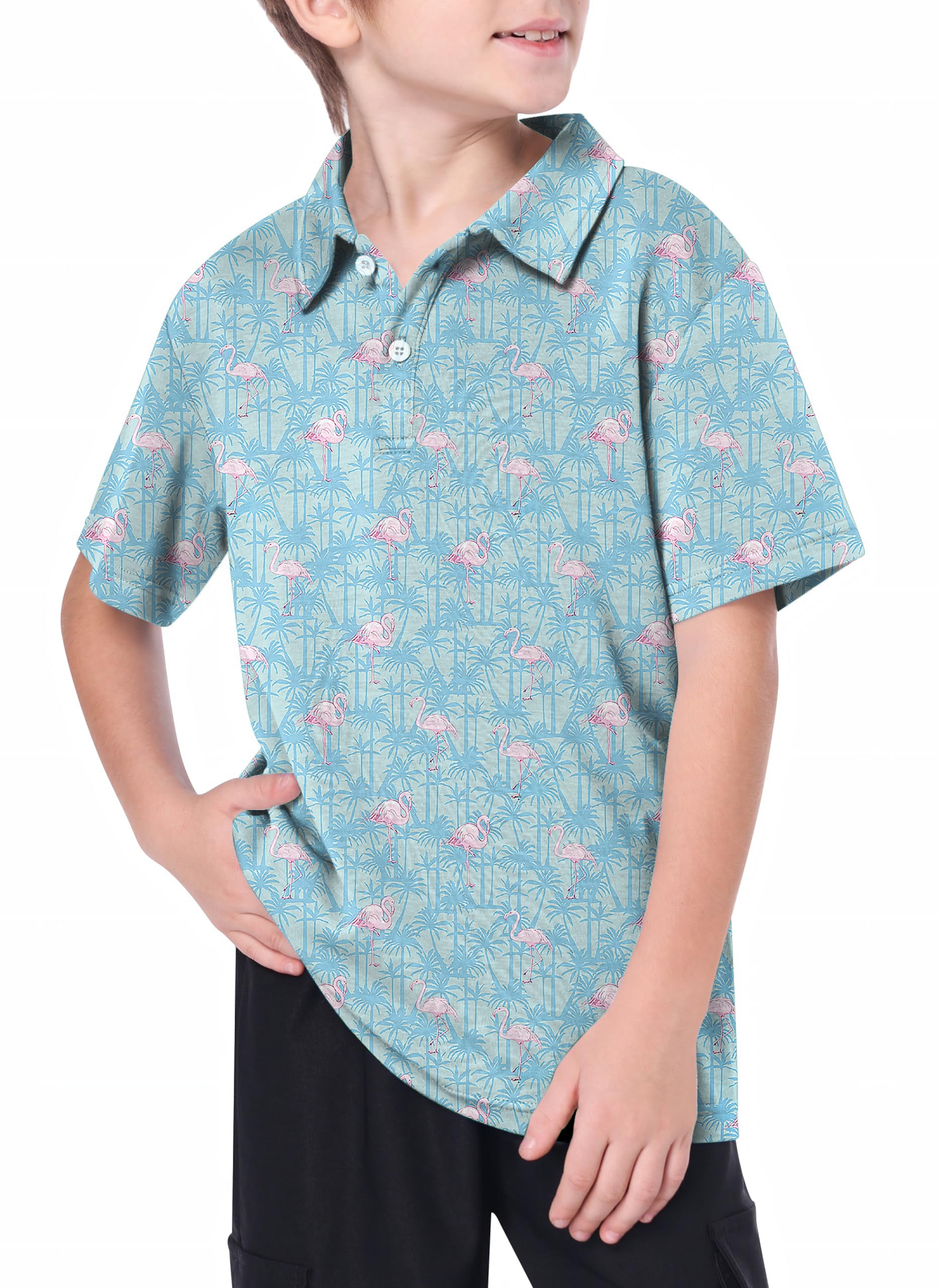 Youth A pale pink flamingo Golf Polo