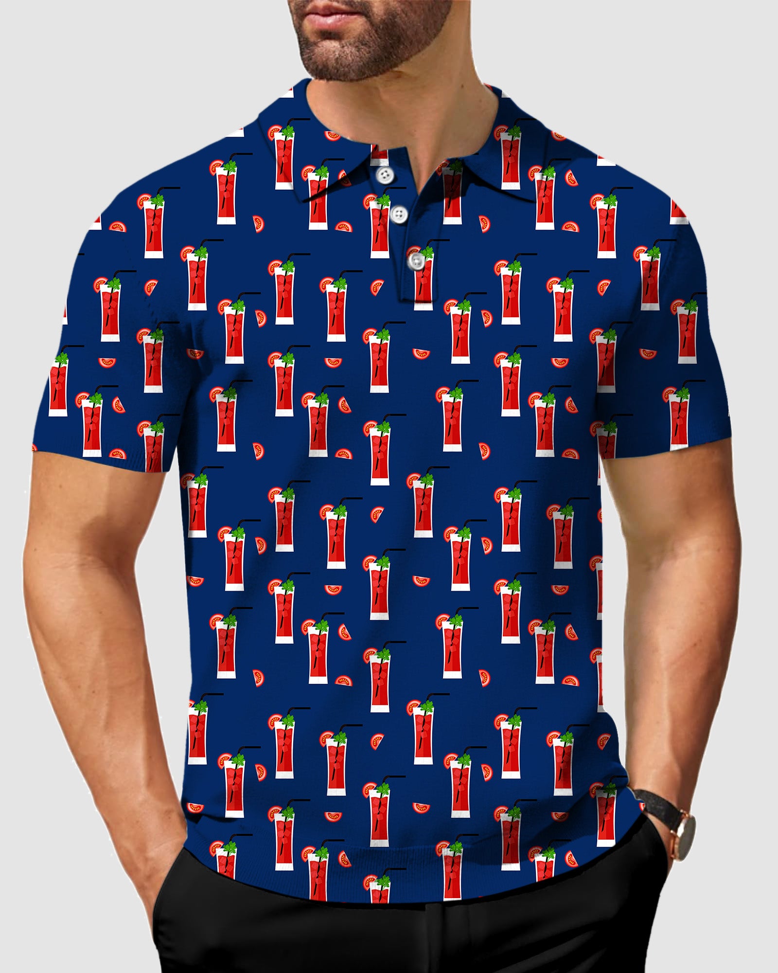 Men's Bloody Mary cocktail golf polo