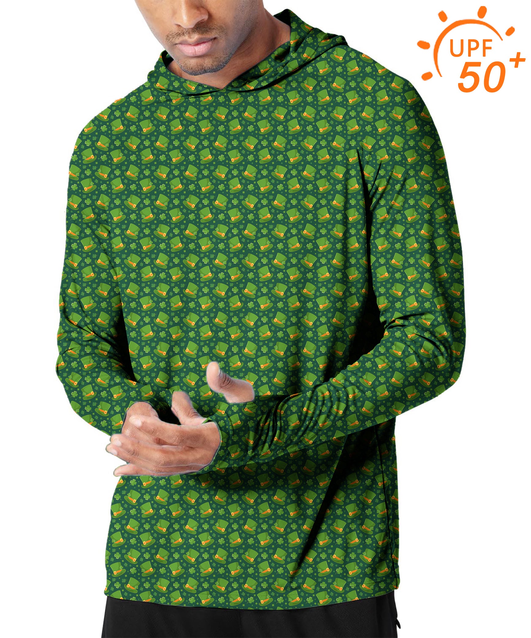 Men's Outdoor Leprechaun hat clover leaf St. Patrick's Day Golf Sun Protection Slim Fit  hoodies