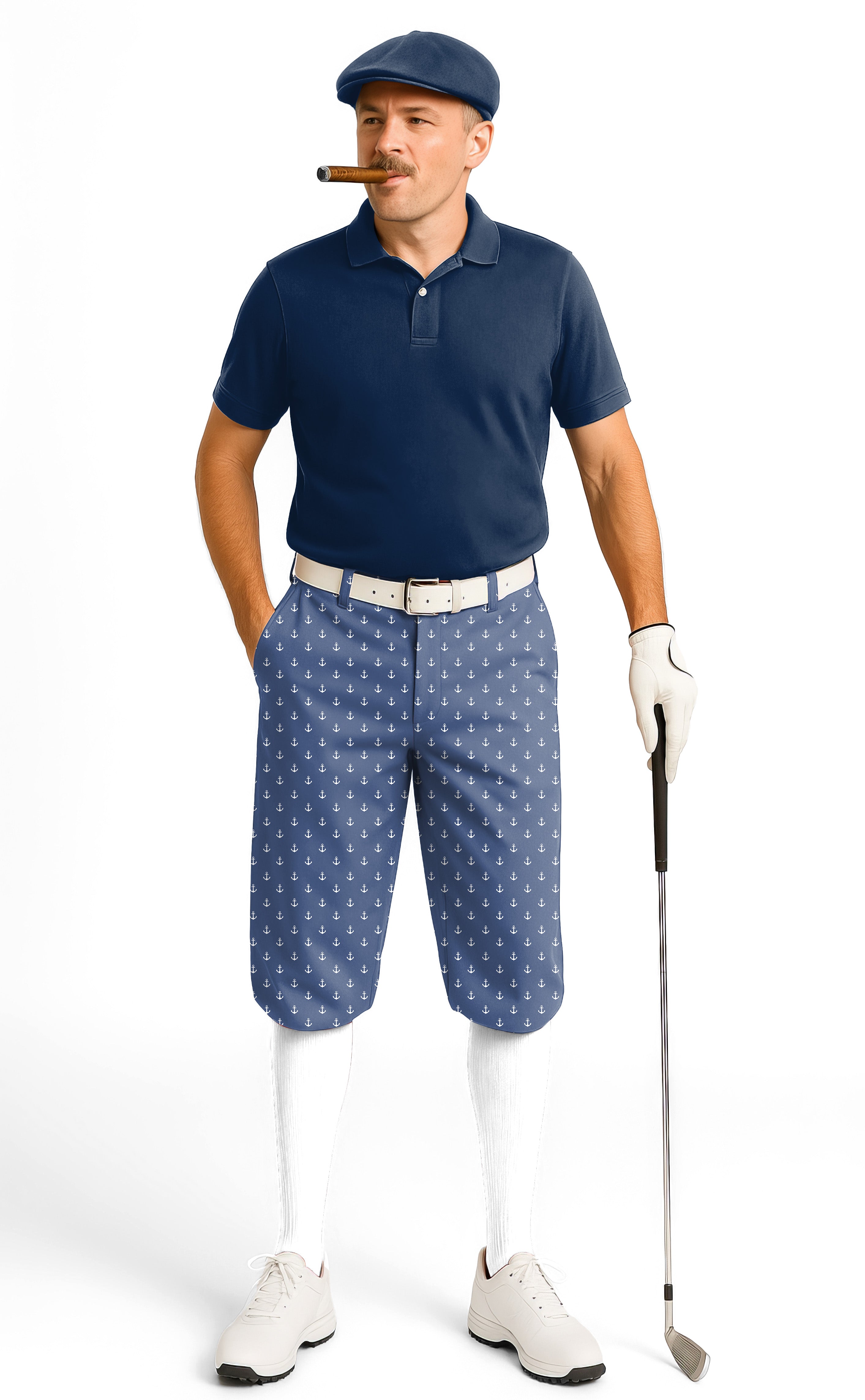 Navy Anchor Men's Golf Knickers Pants