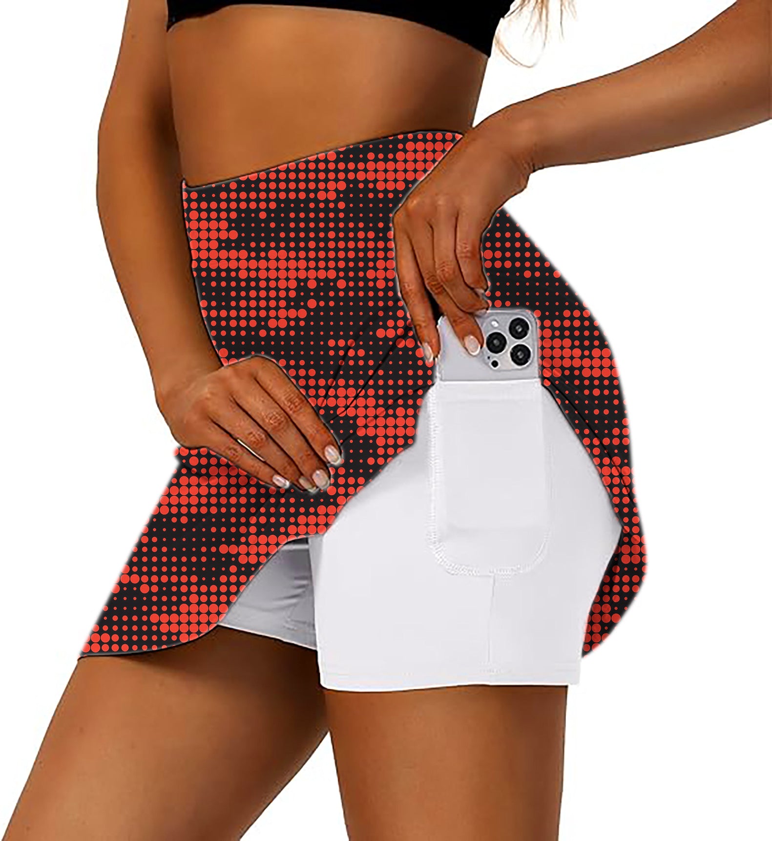 Women's Red origin pixel Golf Skirts Inner Shorts Pocket