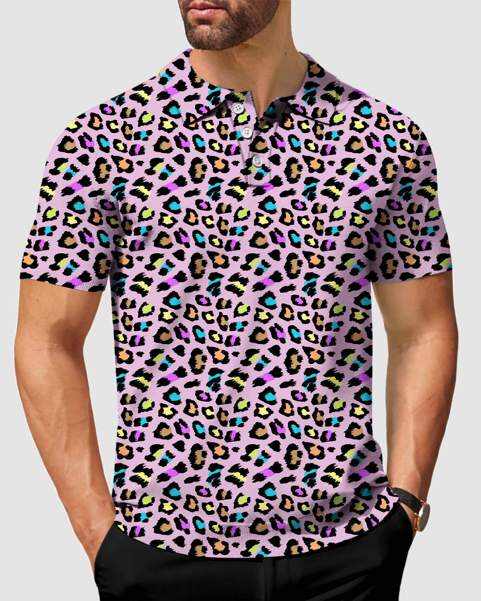 Men's Leopards of color golf polo