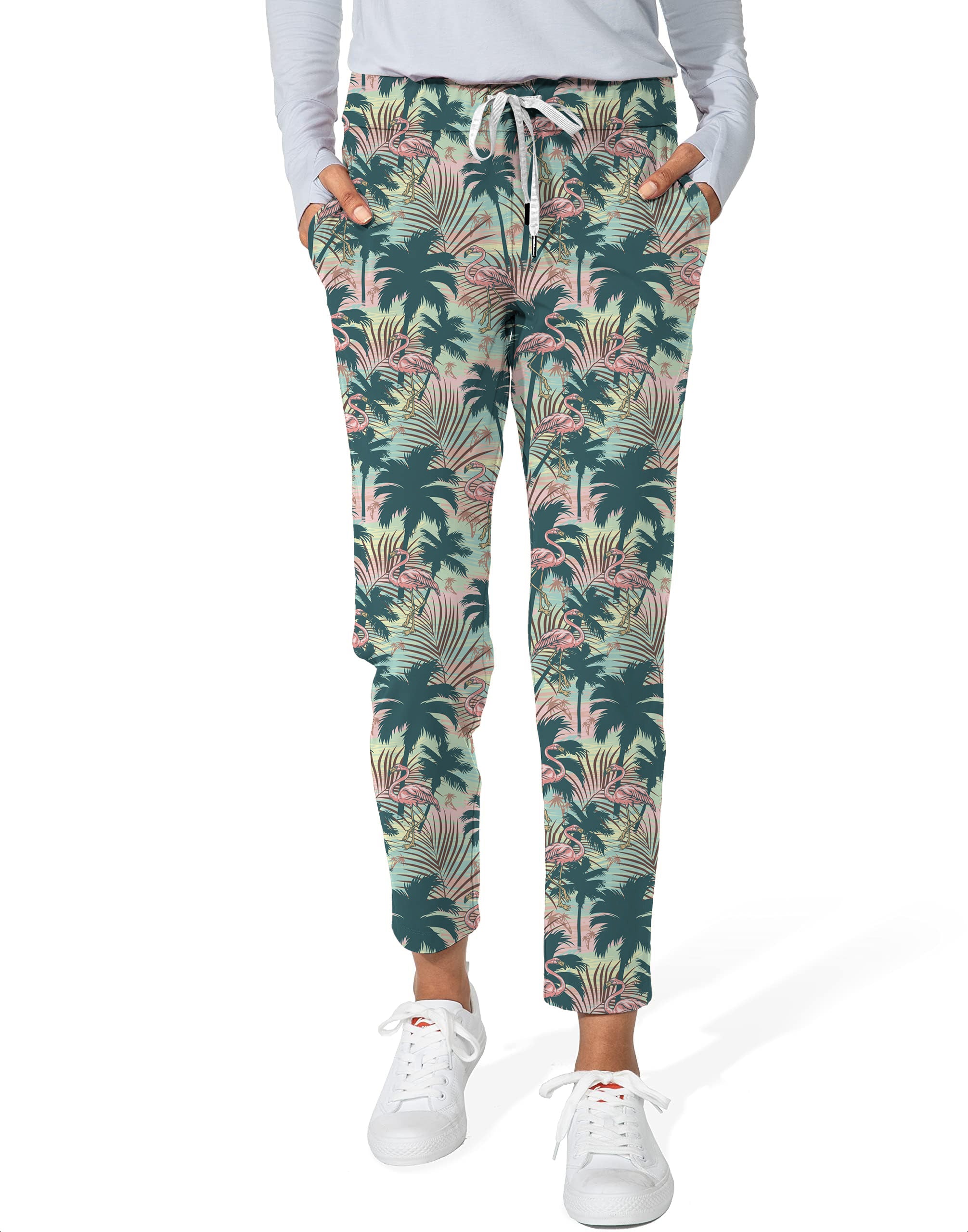 Dazed Flamingo-Women's 7/8 Stretch Ankle Golf Pants