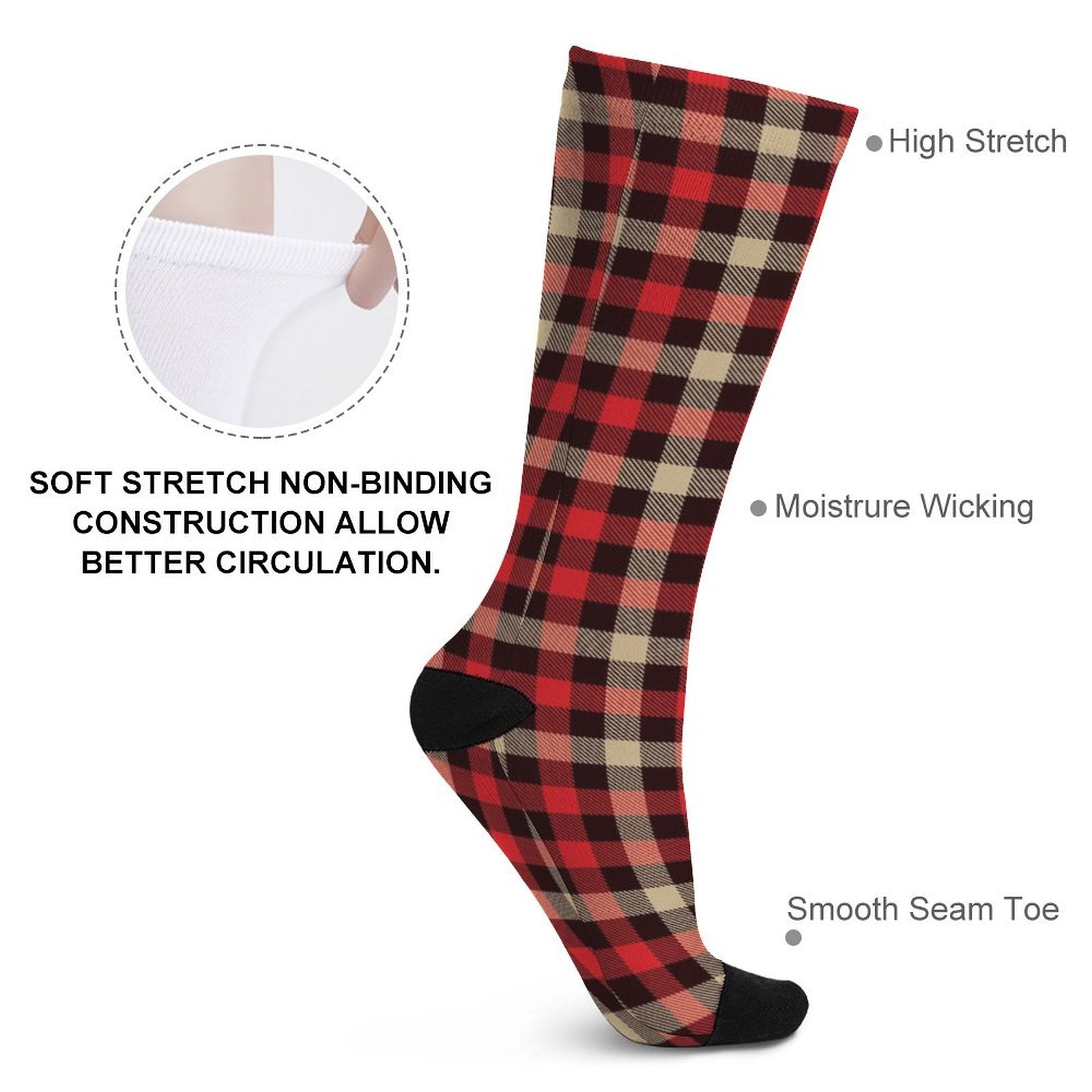 Red grid Prined socks Gifts for Men Women