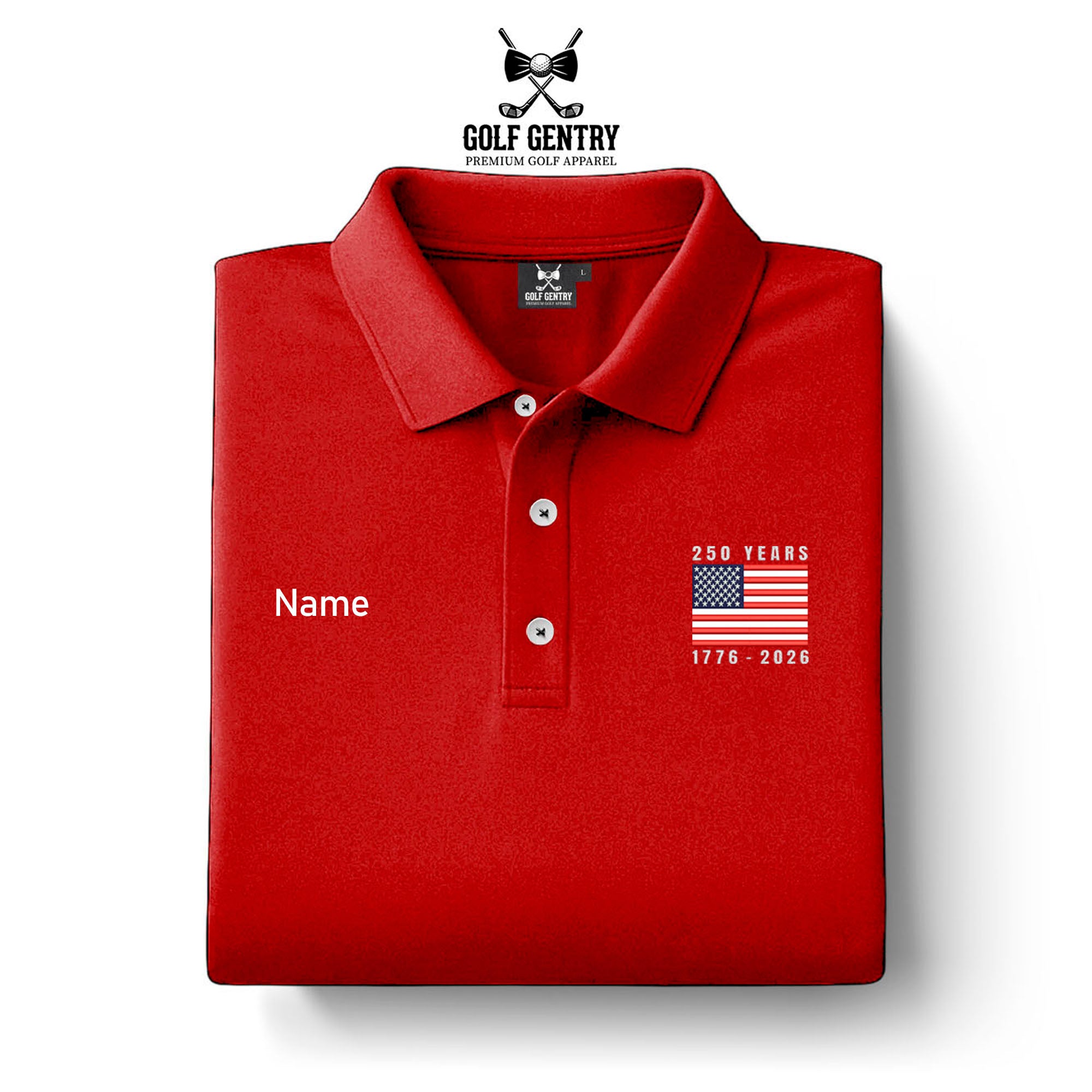 Men's The United States Celebrates Its 250th Anniversary of Independence Solid Festive Color Embroidery On The Left Chest Nylon Polo